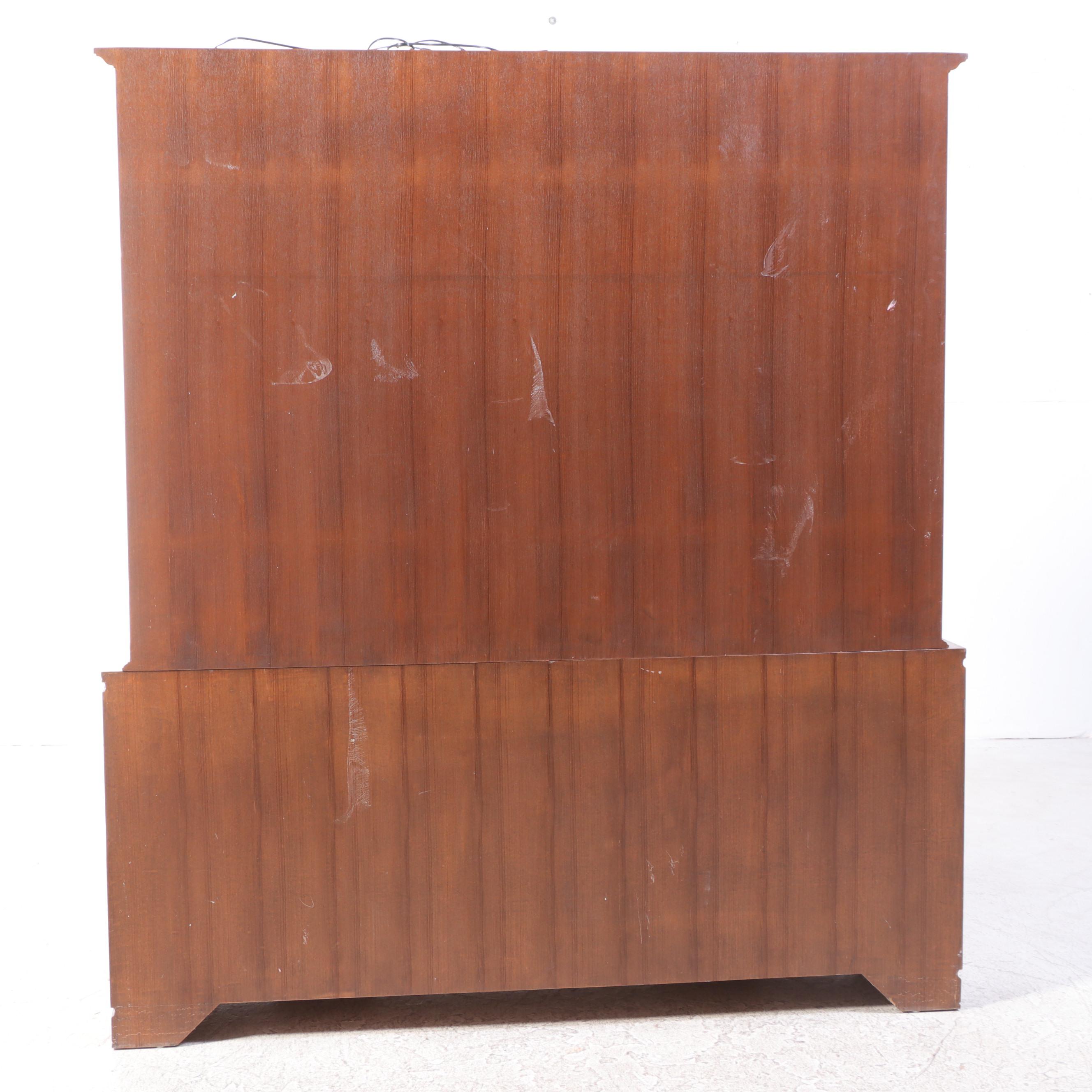 East Asian Carved Hardwood Illuminated China Cabinet