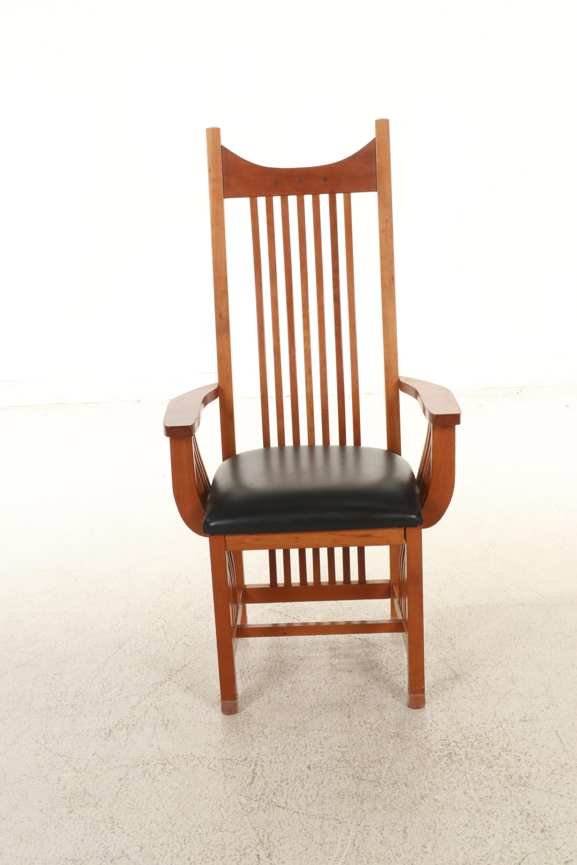 Pair of Mission Style Cherrywood Armchairs