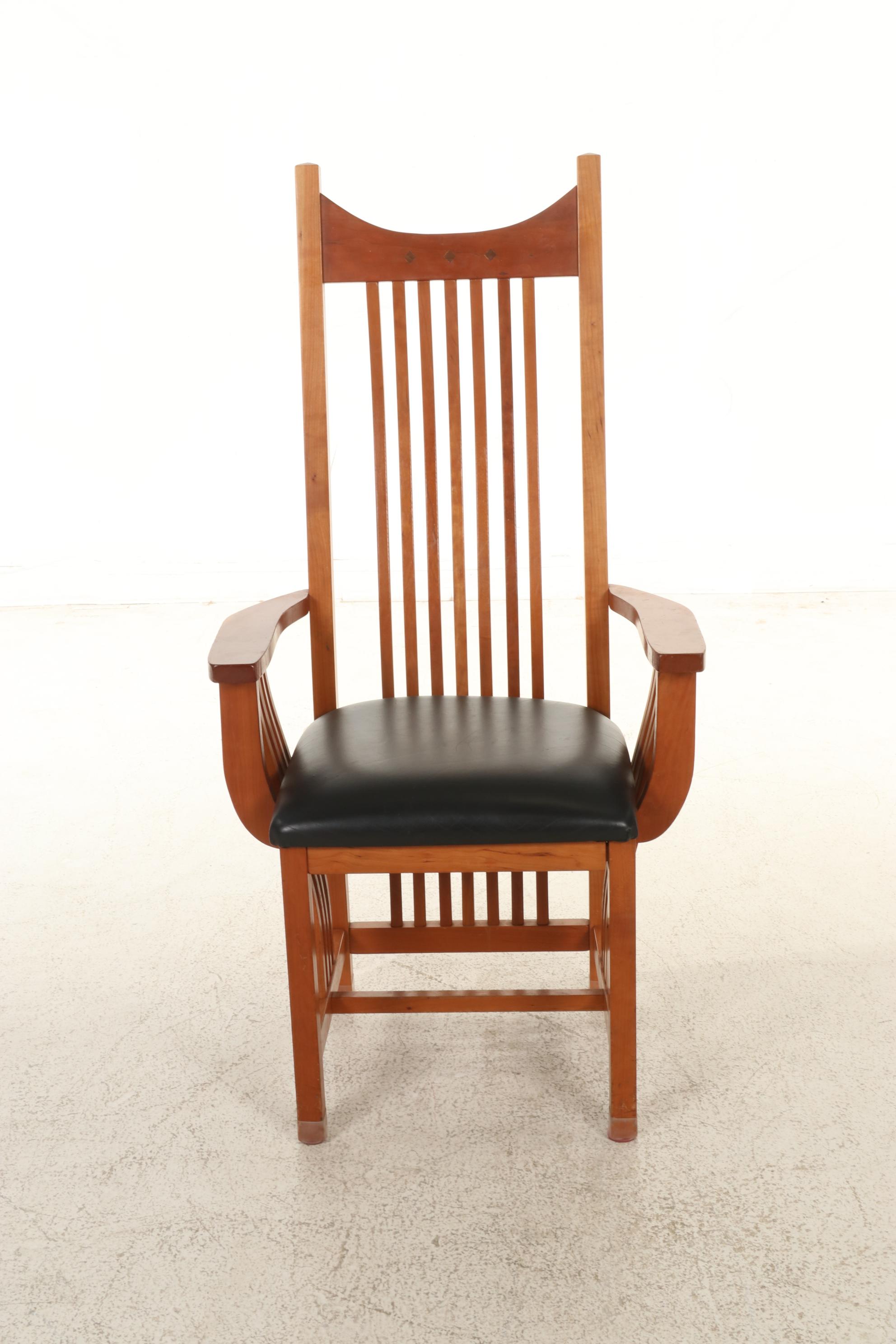 Pair of Mission Style Cherrywood Armchairs