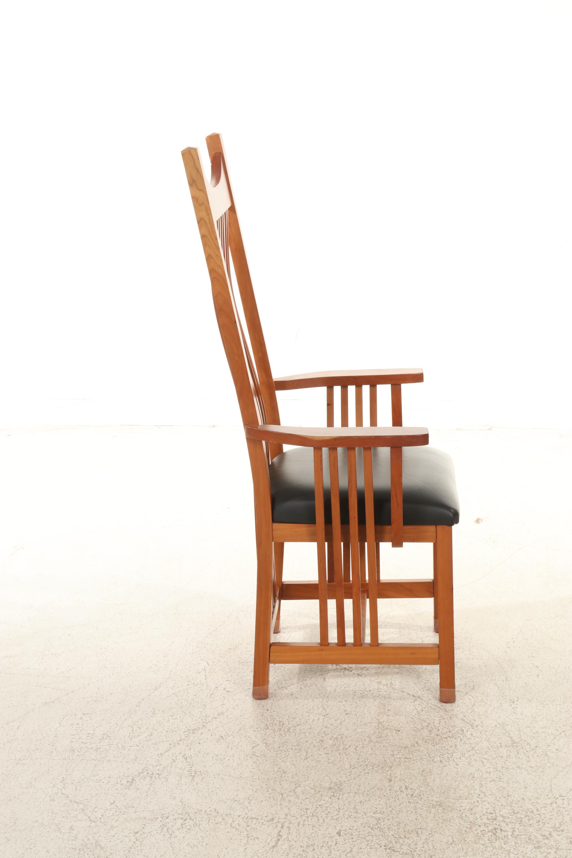 Pair of Mission Style Cherrywood Armchairs