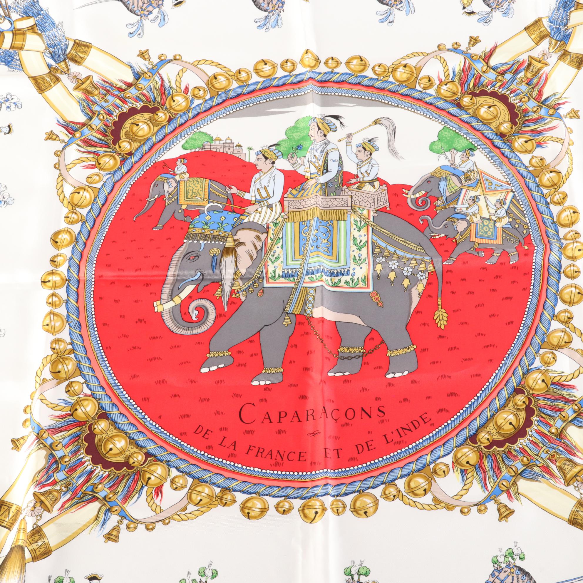 Hermès "Caparacons de la France et de L'Inde" Silk Twill Scarf 90