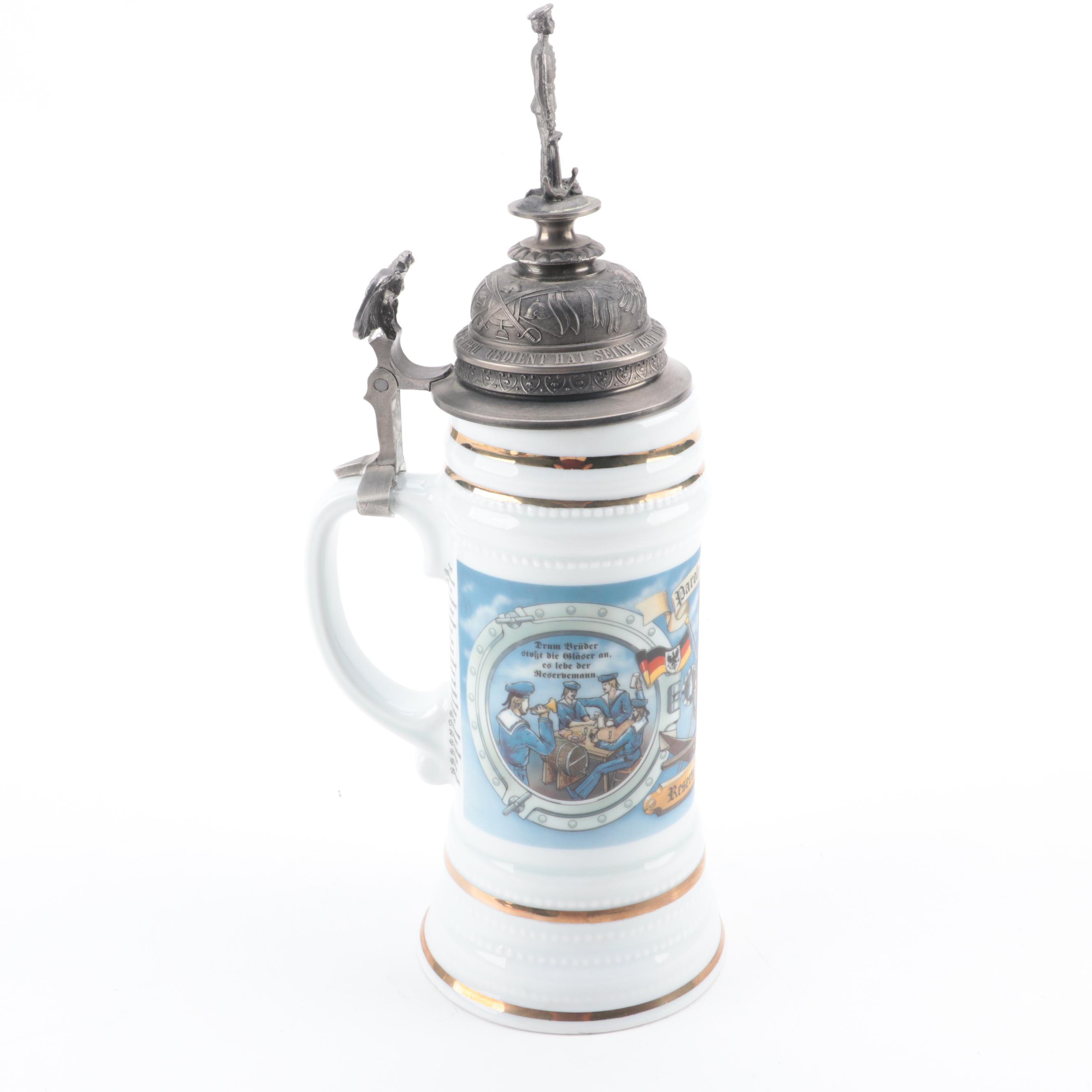 German Navy Porcelain Lithophane Beer Stein