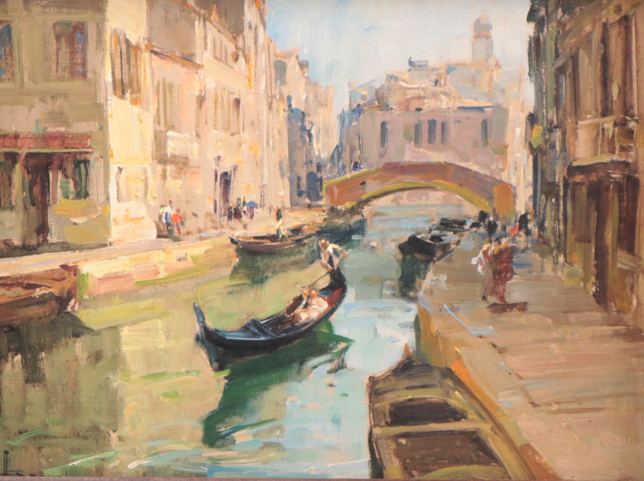 Oil Painting of Venetian Canal Scene