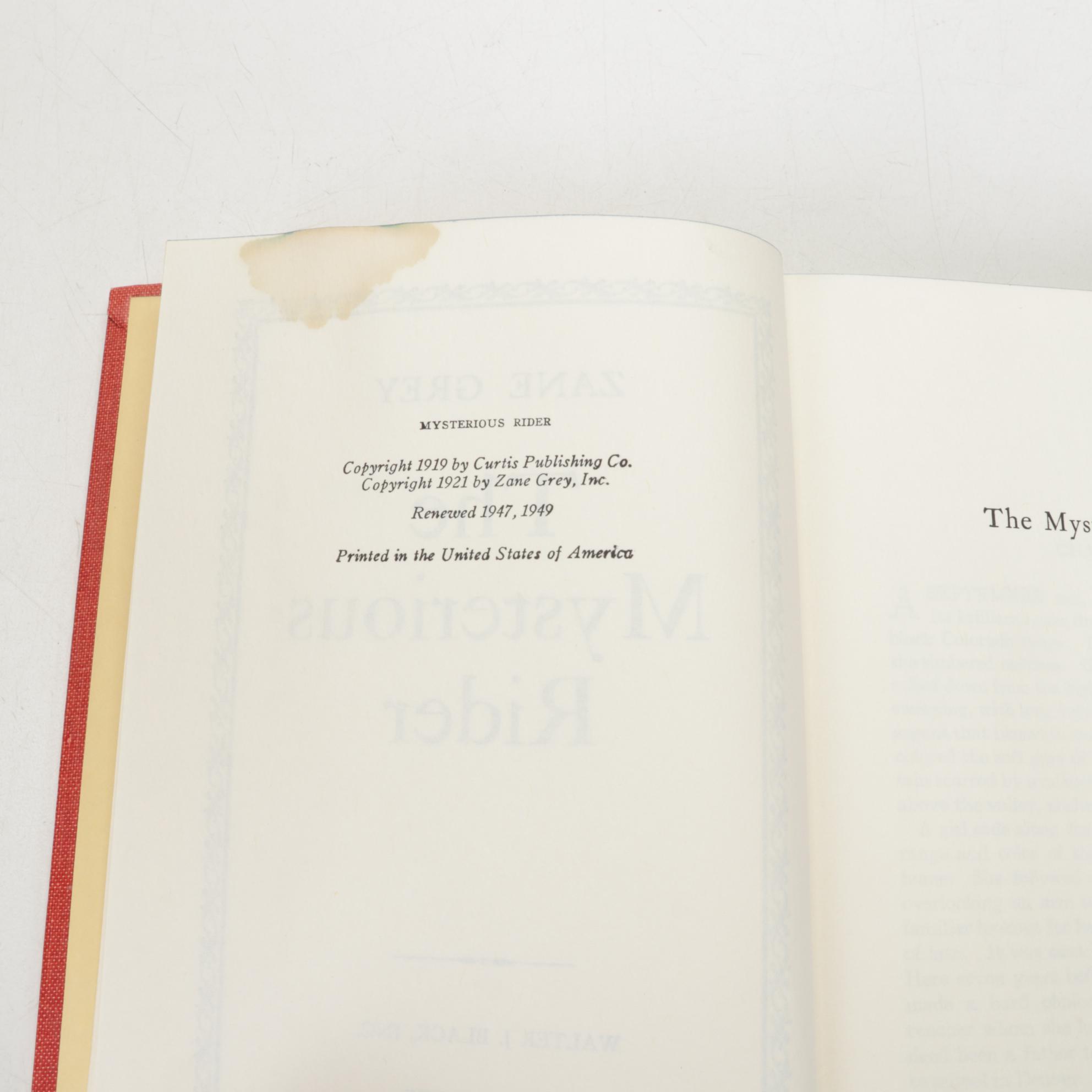 "Riders of the Purple Sage" and More Books by Zane Grey, Mid-20th Century