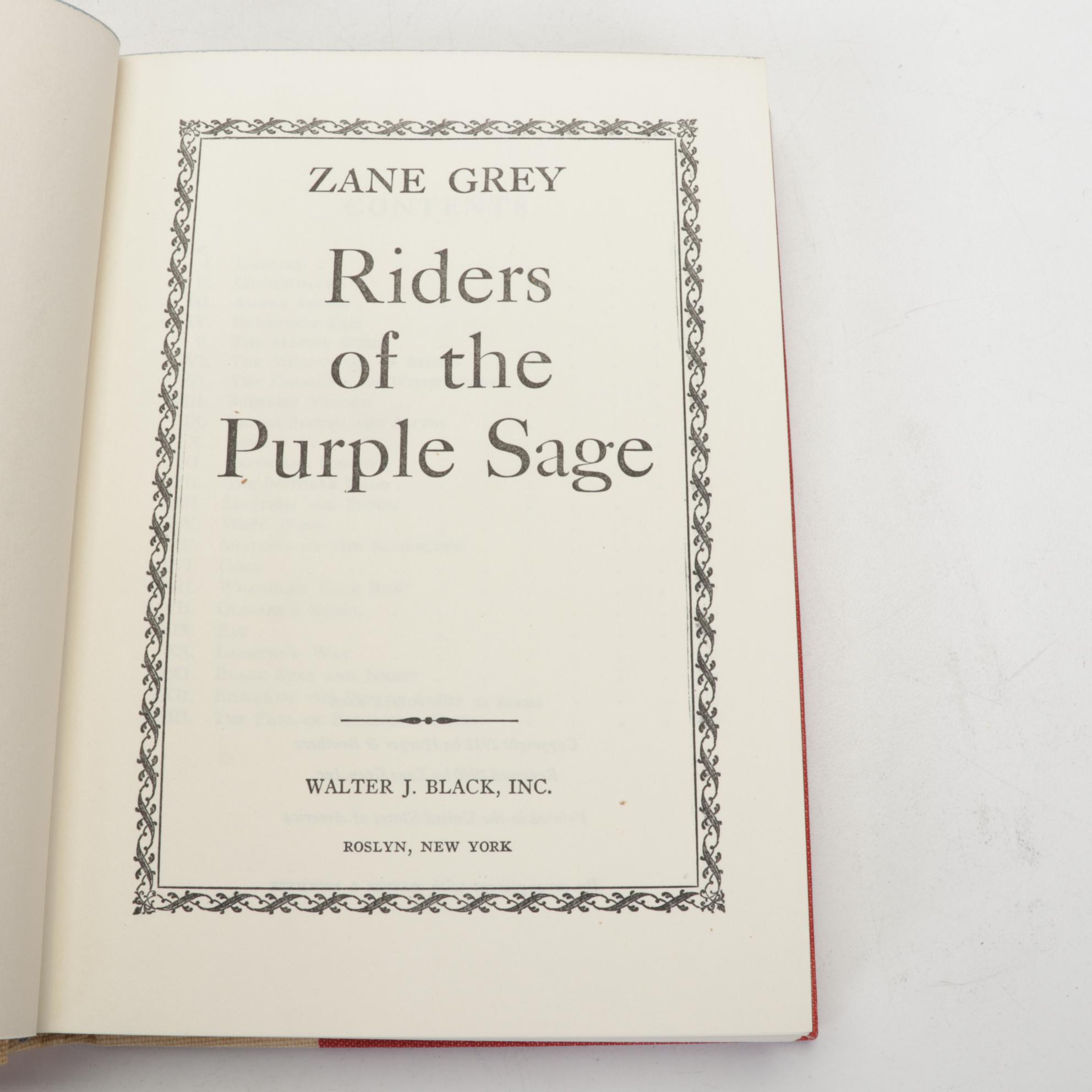 "Riders of the Purple Sage" and More Books by Zane Grey, Mid-20th Century