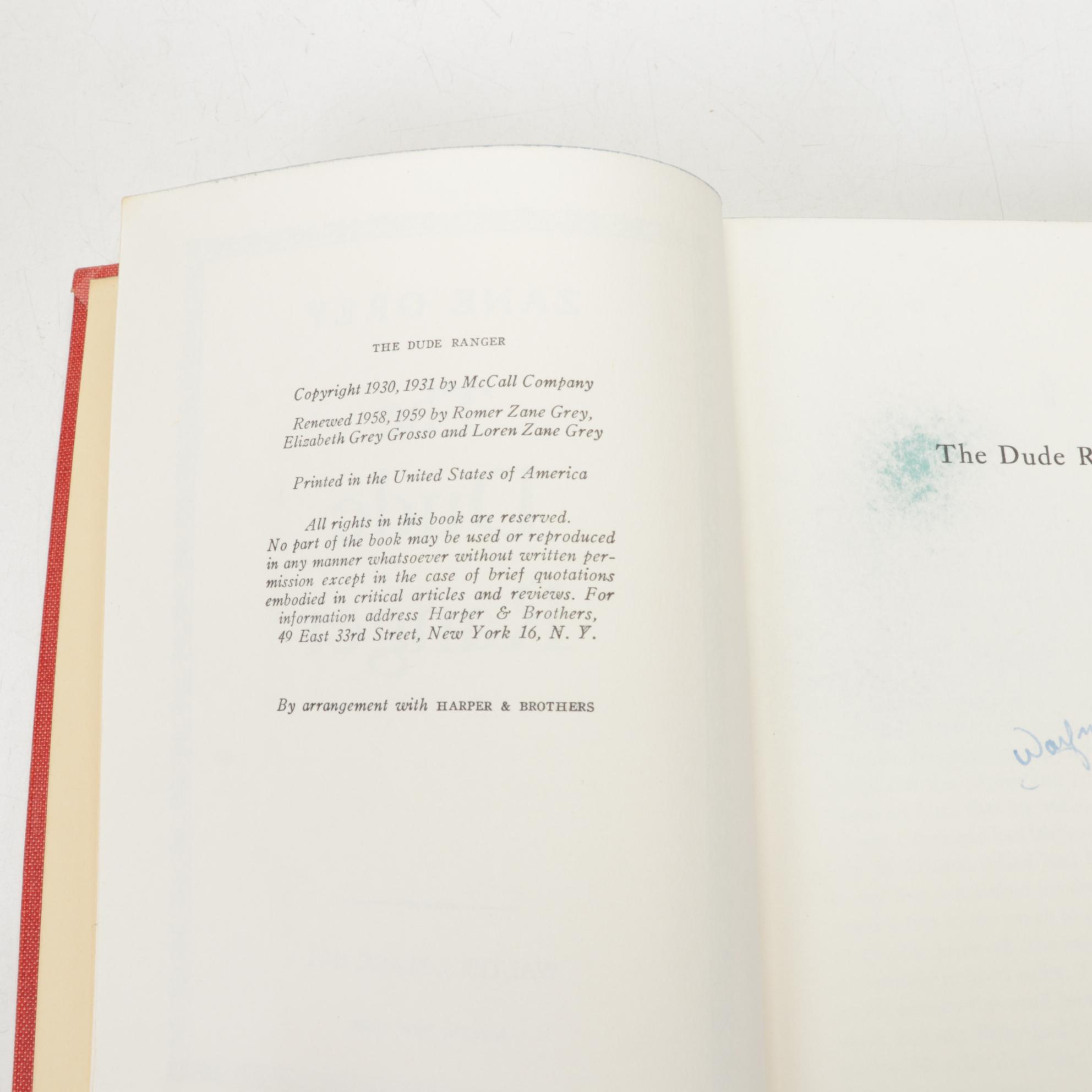 "Riders of the Purple Sage" and More Books by Zane Grey, Mid-20th Century