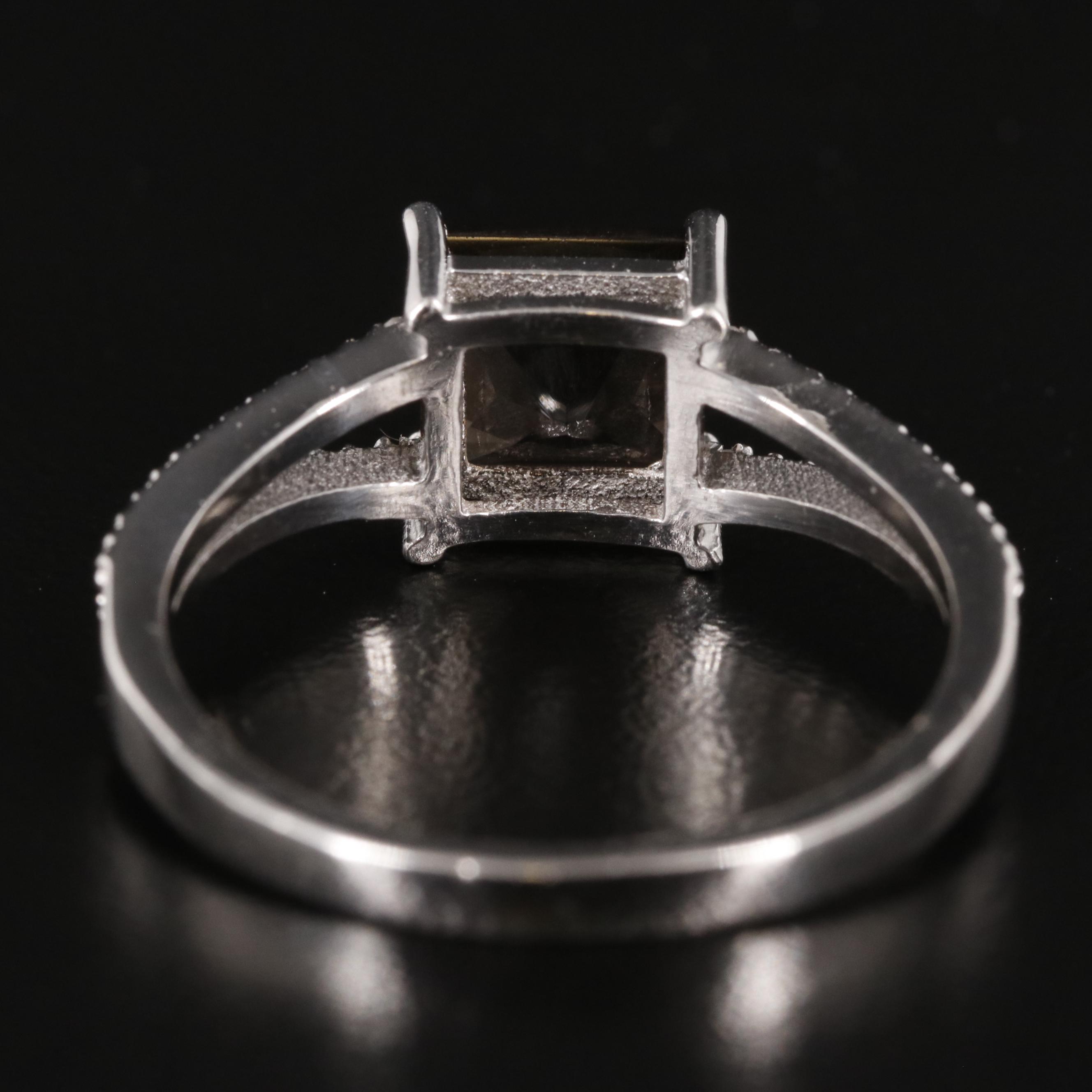 Sterling Smoky Quartz and Diamond Ring