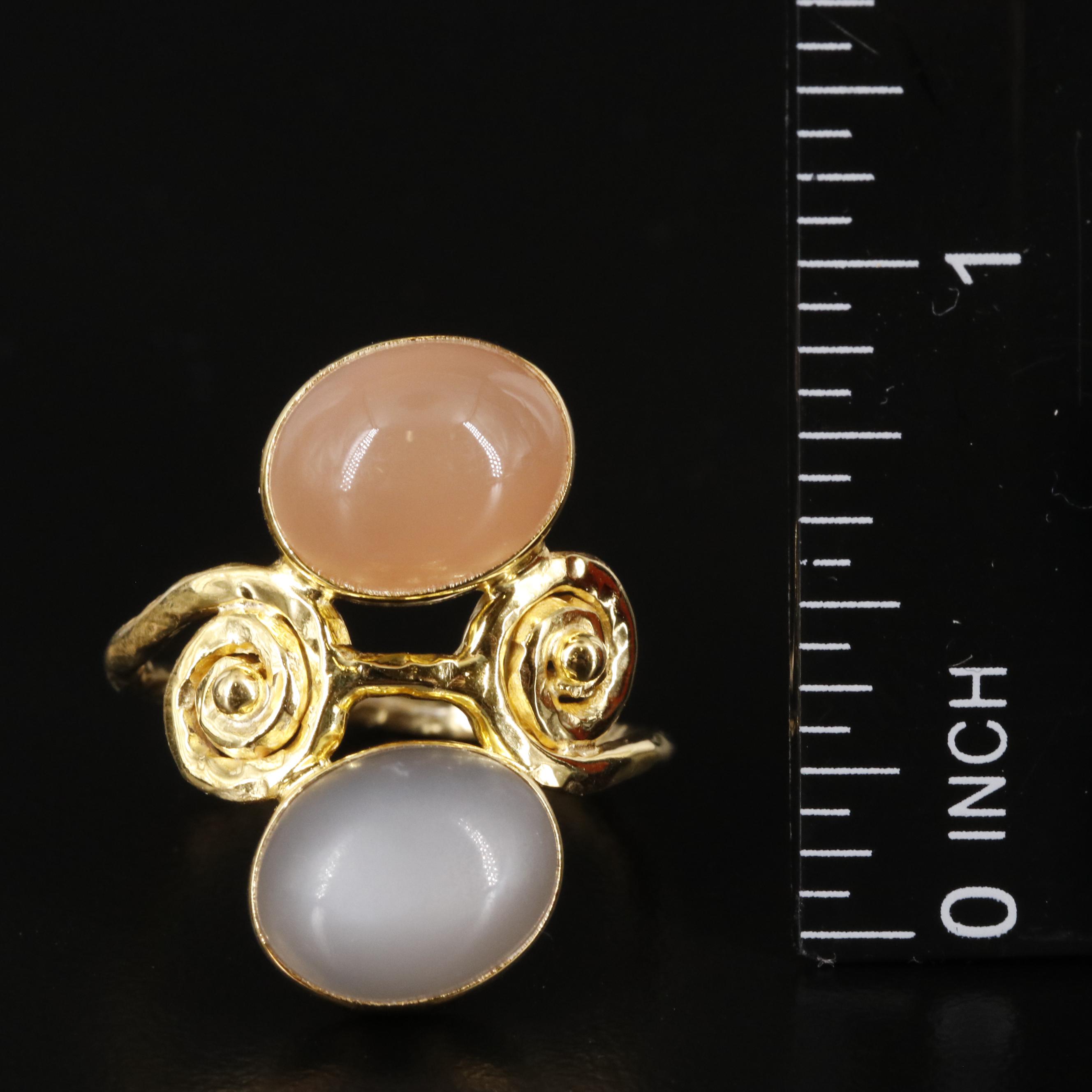 Sterling Moonstone Two Stone Ring