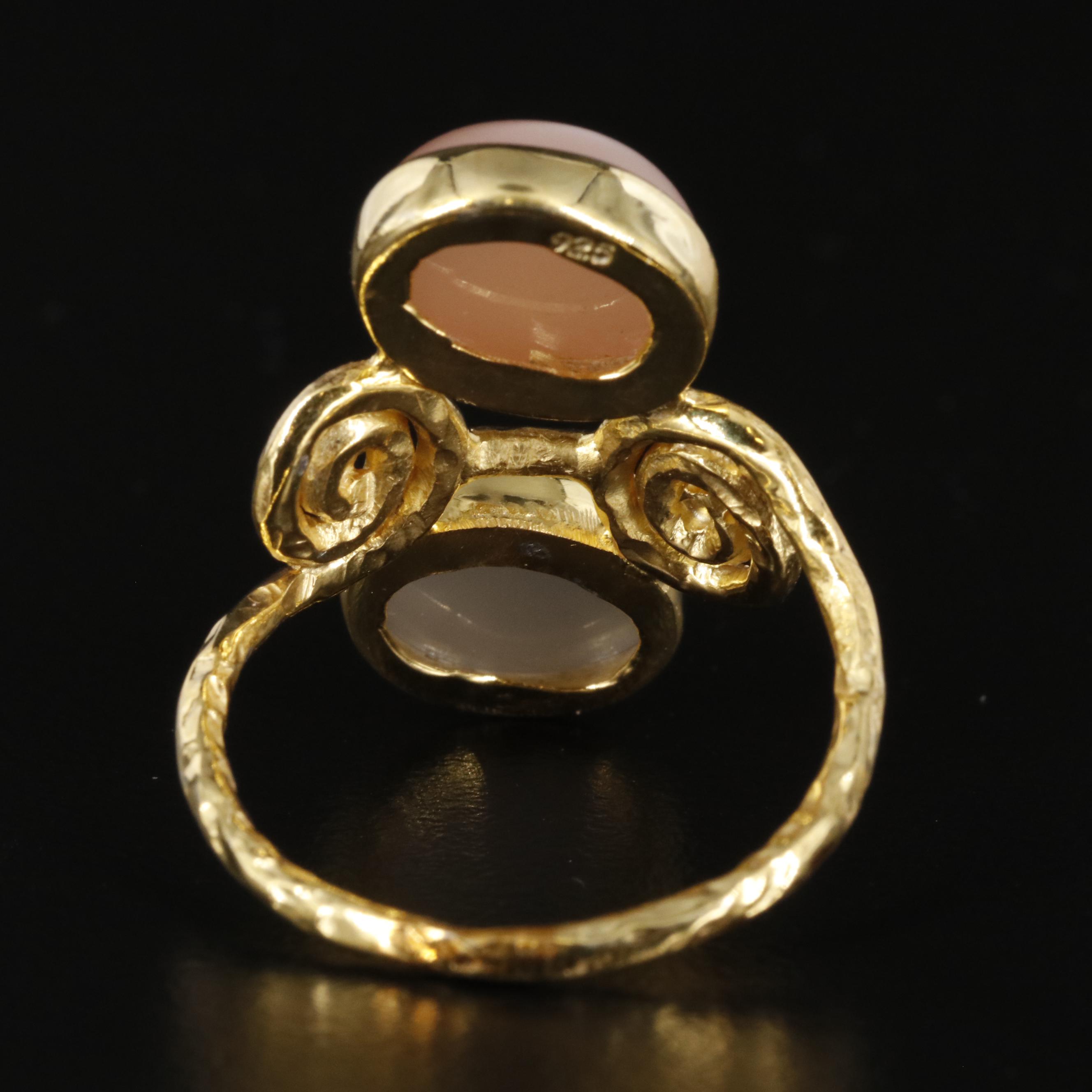 Sterling Moonstone Two Stone Ring