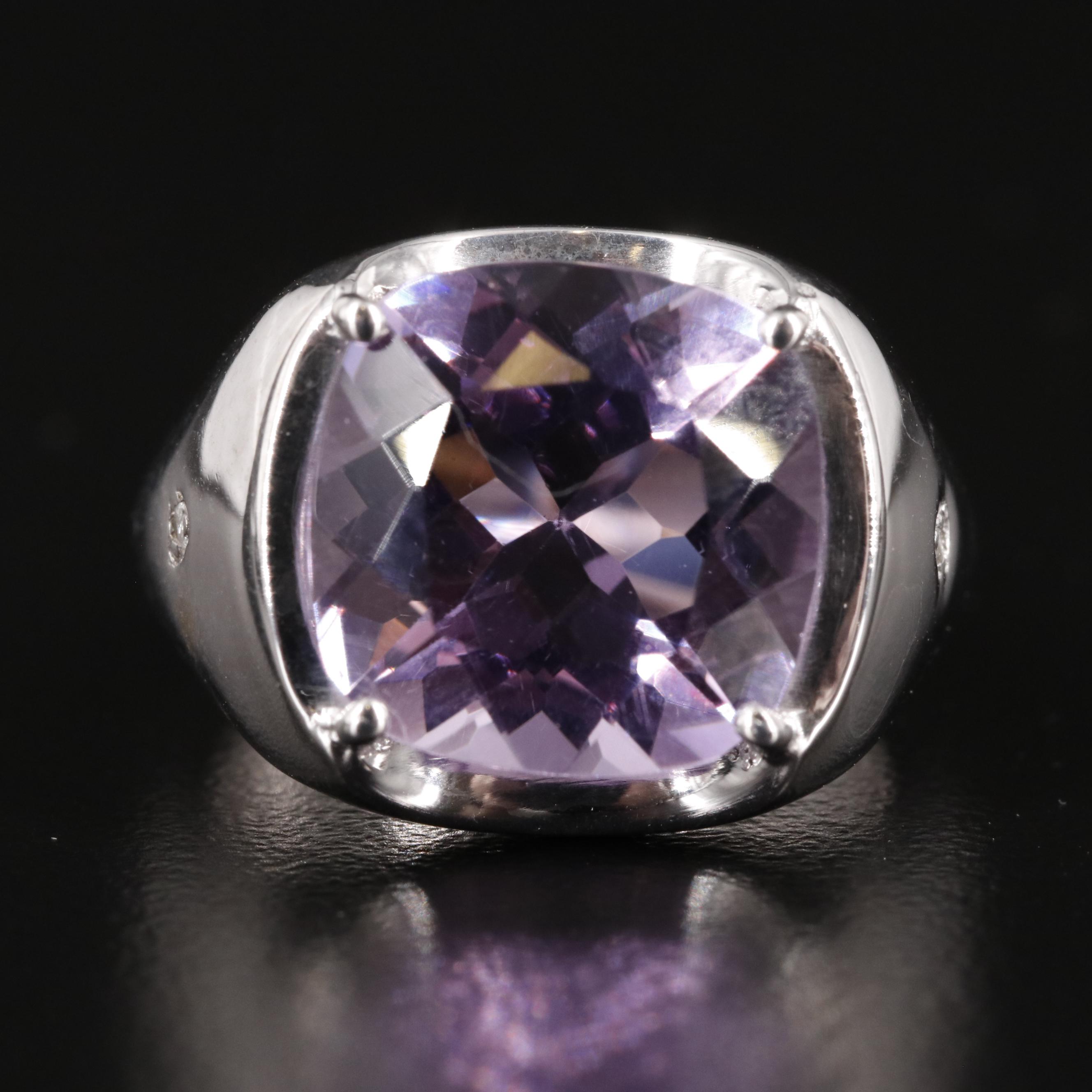 Sterling Amethyst and Diamond Ring