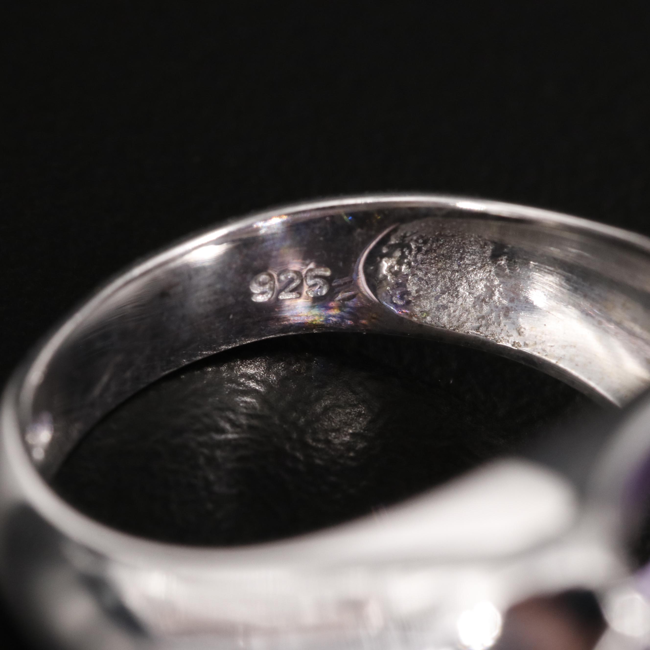 Sterling Amethyst and Diamond Ring