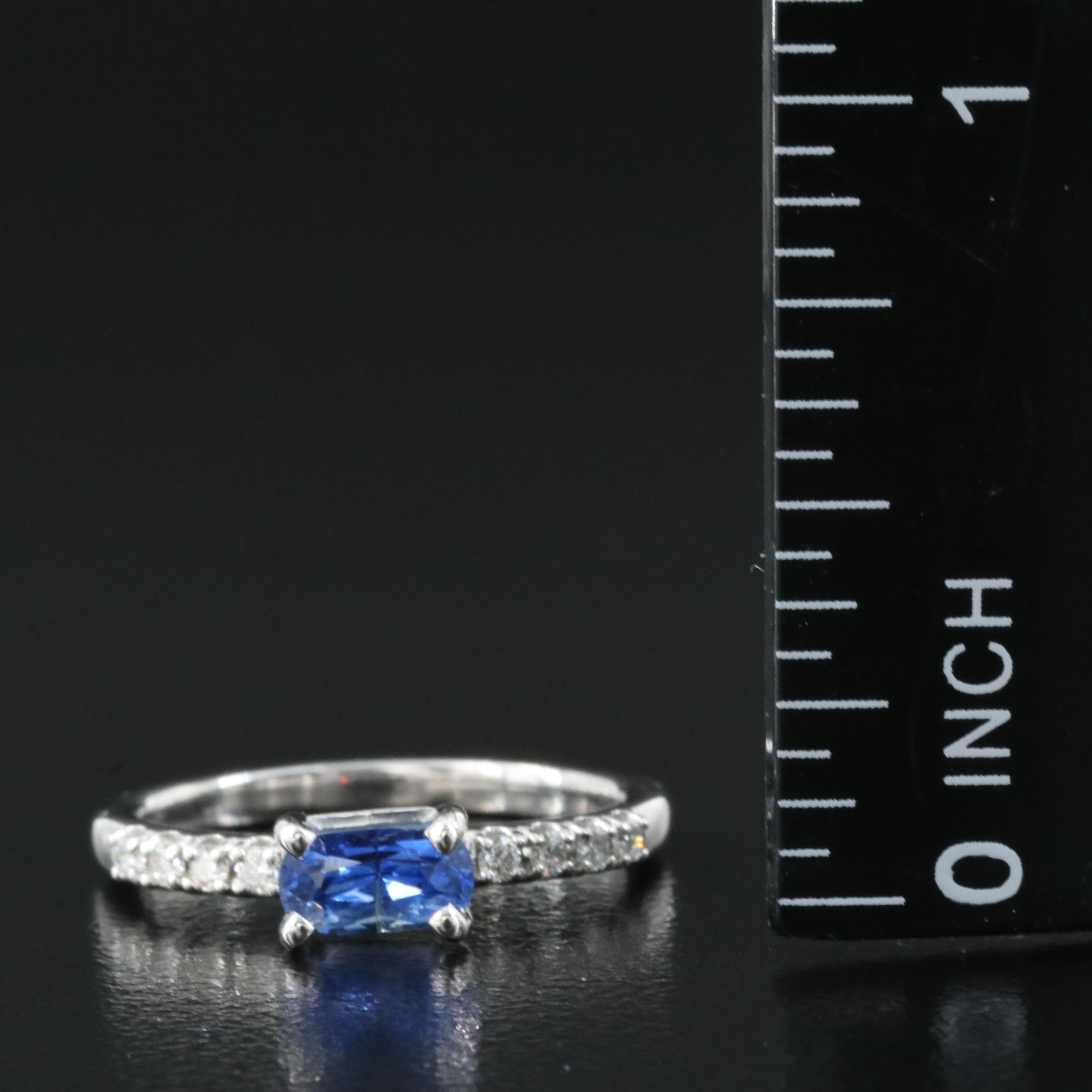 14K Sapphire and Lab Grown Diamond Ring