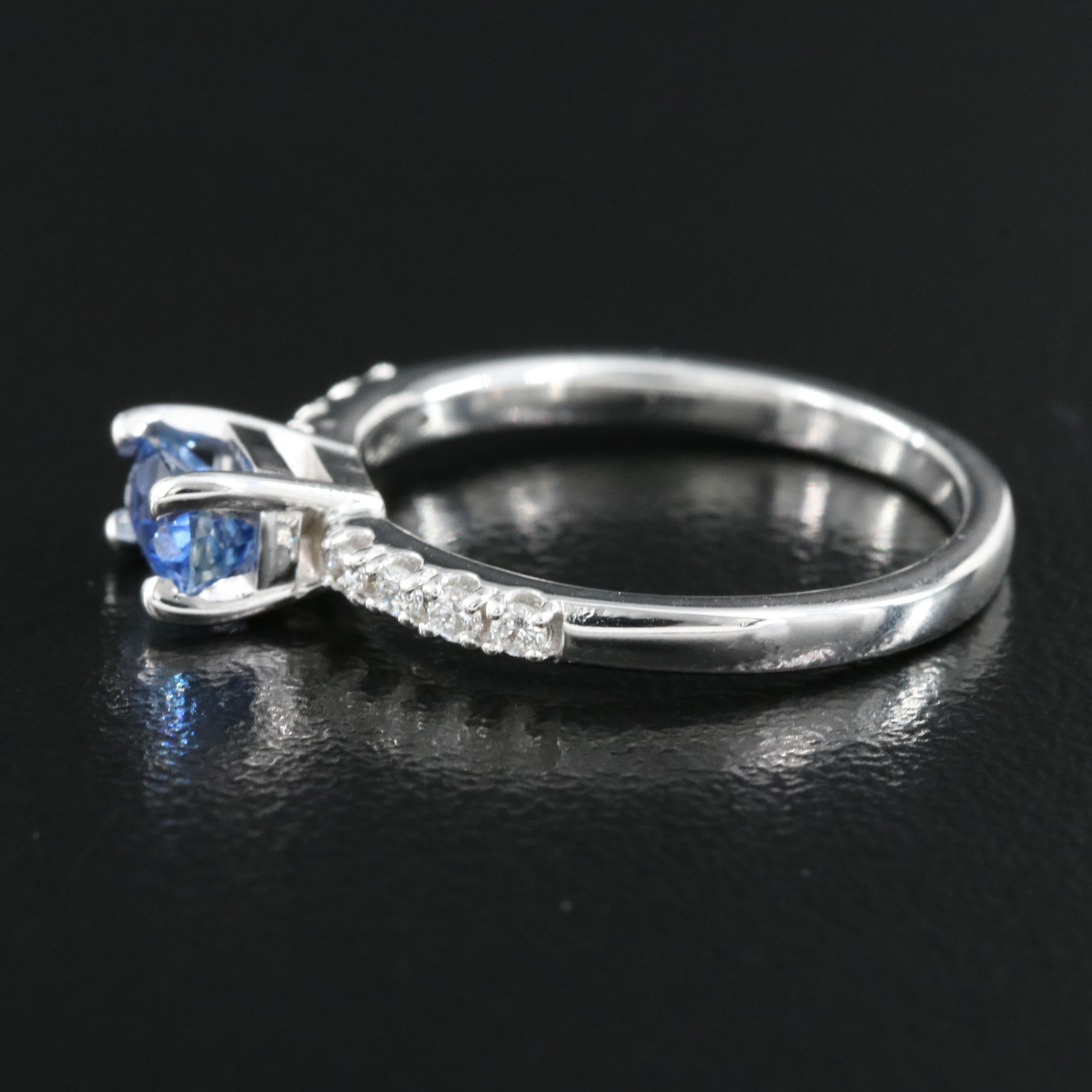 14K Sapphire and Lab Grown Diamond Ring