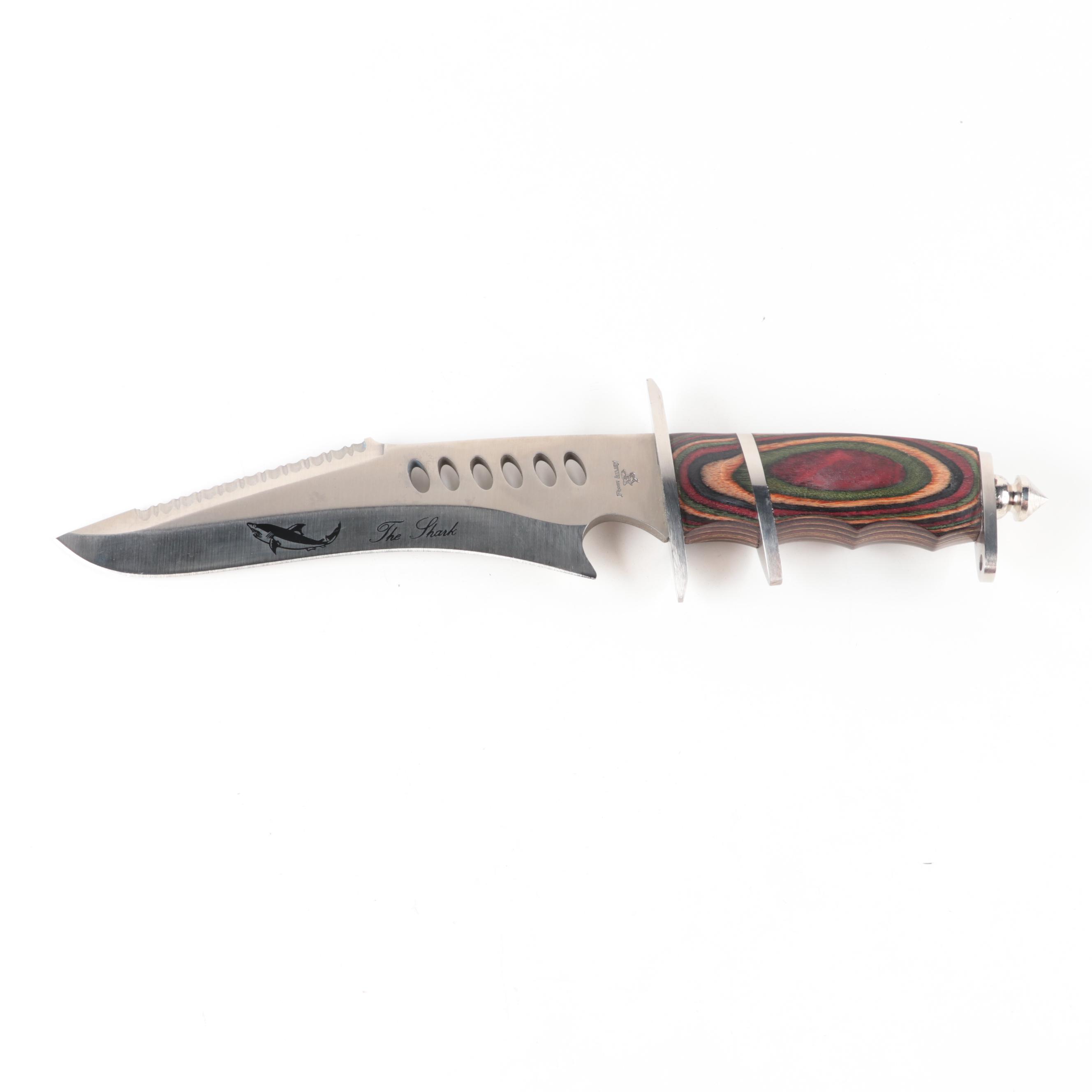 Frost Cutlery The Shark Stainless Steel Bowie Knife and Leather Scabbard