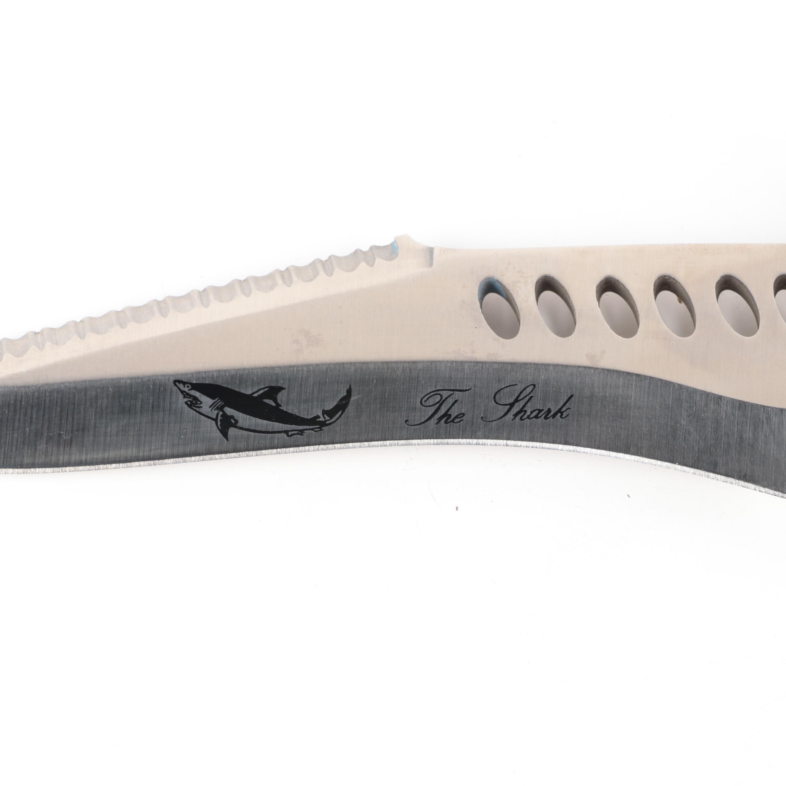 Frost Cutlery The Shark Stainless Steel Bowie Knife and Leather Scabbard