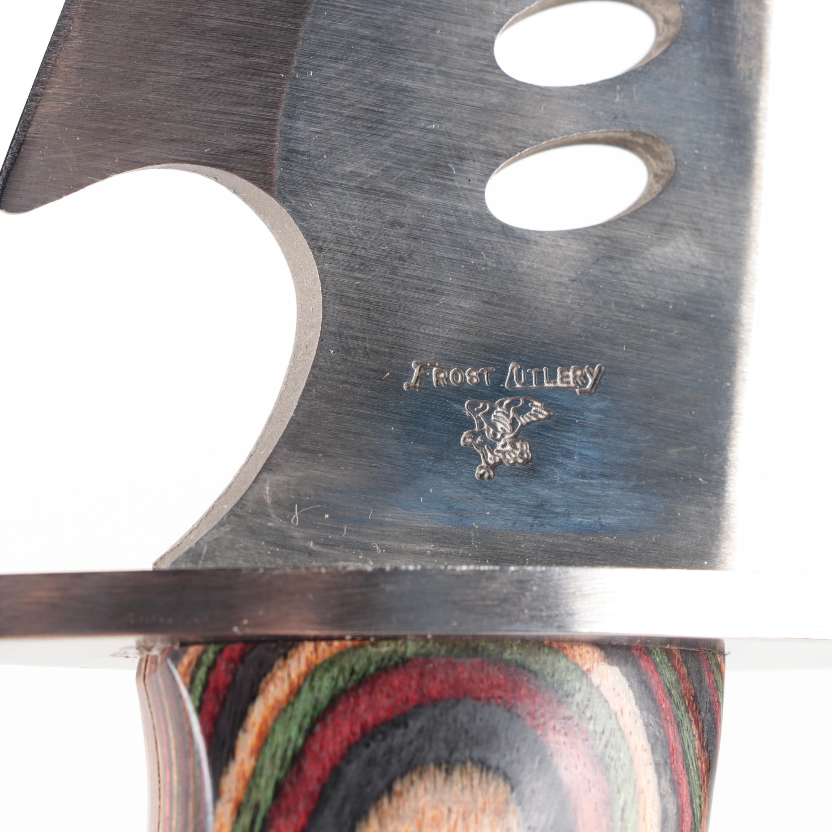 Frost Cutlery The Shark Stainless Steel Bowie Knife and Leather Scabbard