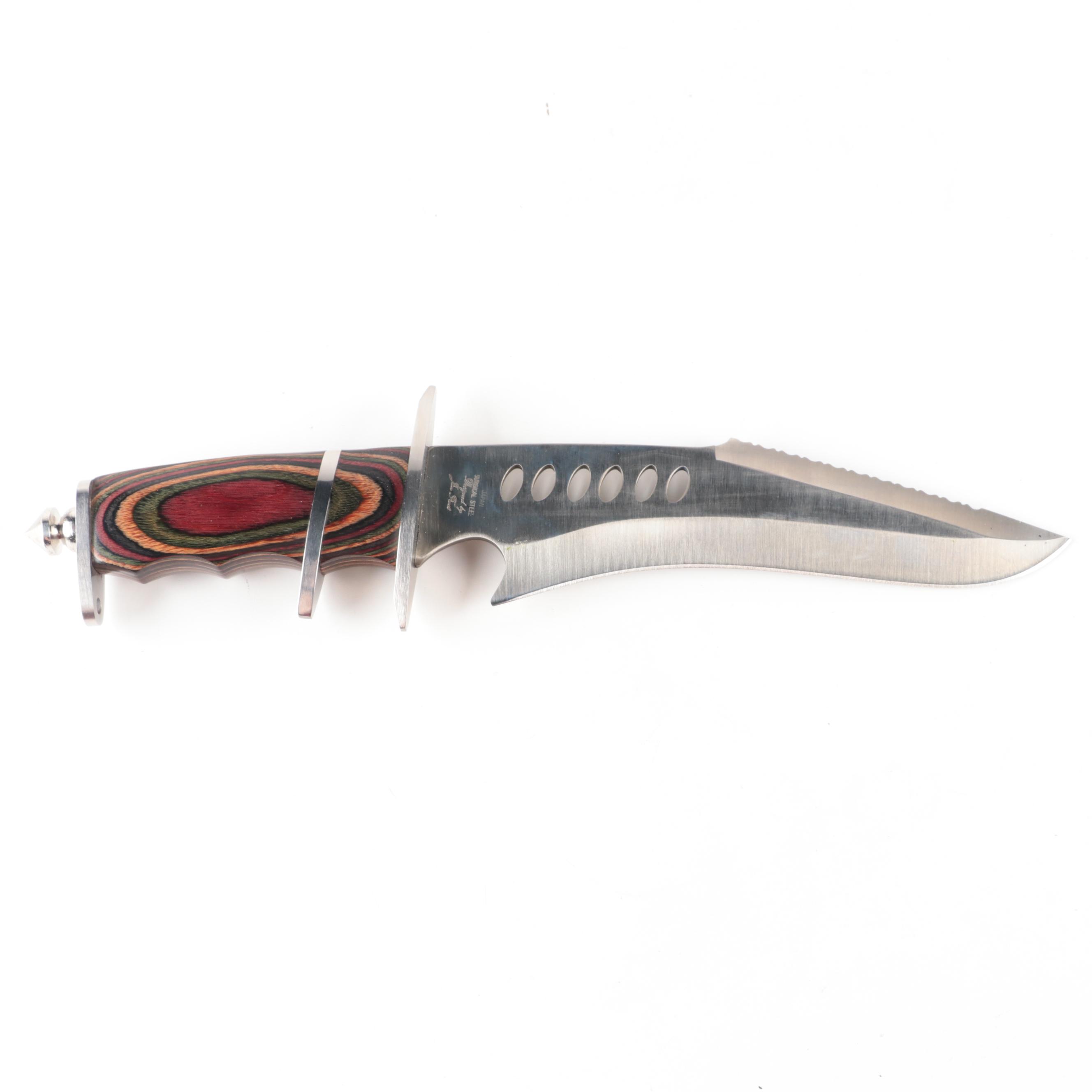Frost Cutlery The Shark Stainless Steel Bowie Knife and Leather Scabbard