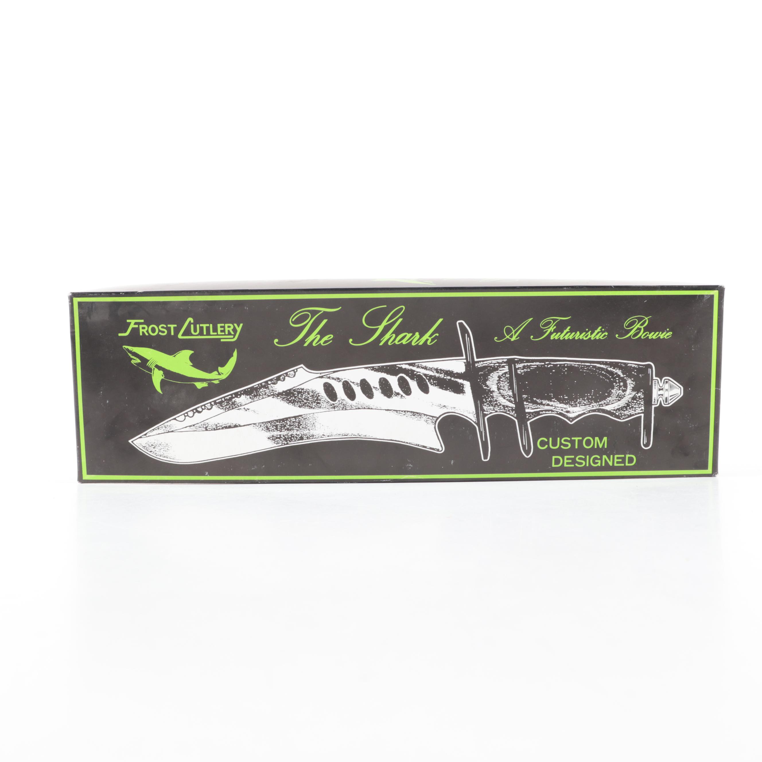 Frost Cutlery The Shark Stainless Steel Bowie Knife and Leather Scabbard