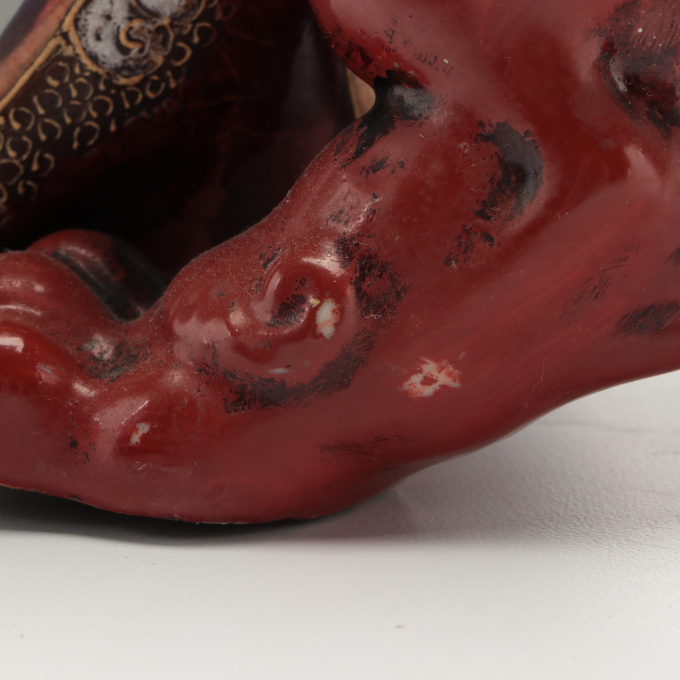 Japanese Kutani Porcelain Guardian Lion Okimono, 19th Century