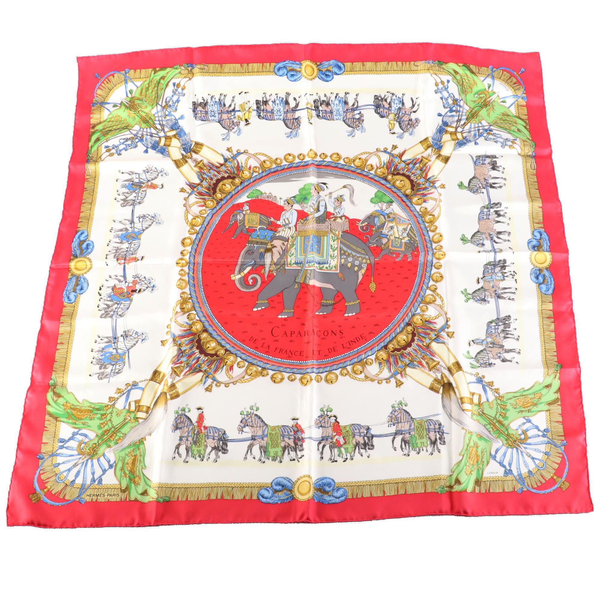 Hermès "Caparacons de la France et de L'Inde" Silk Twill Scarf 90