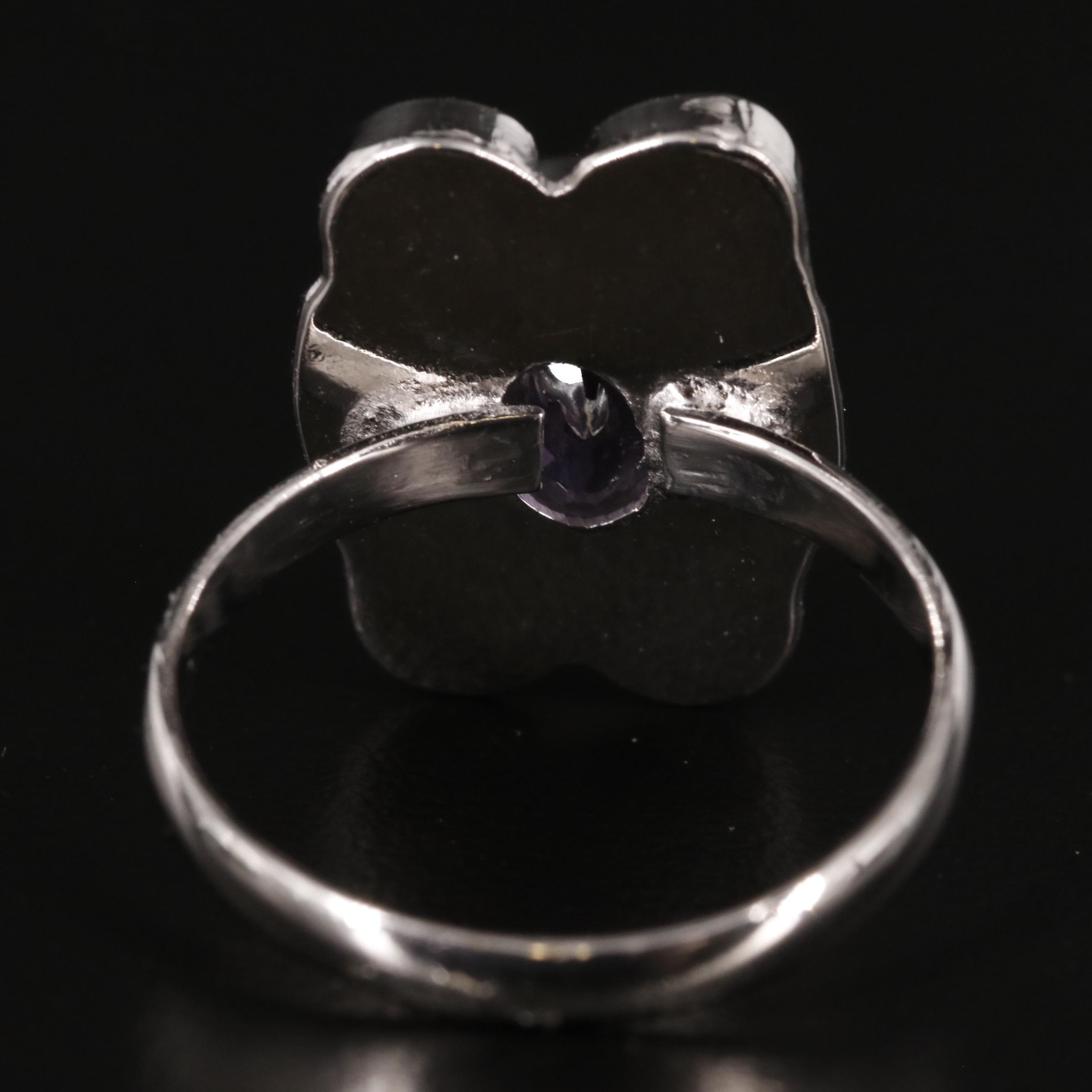 Amethyst Ring with Scrollwork Accents