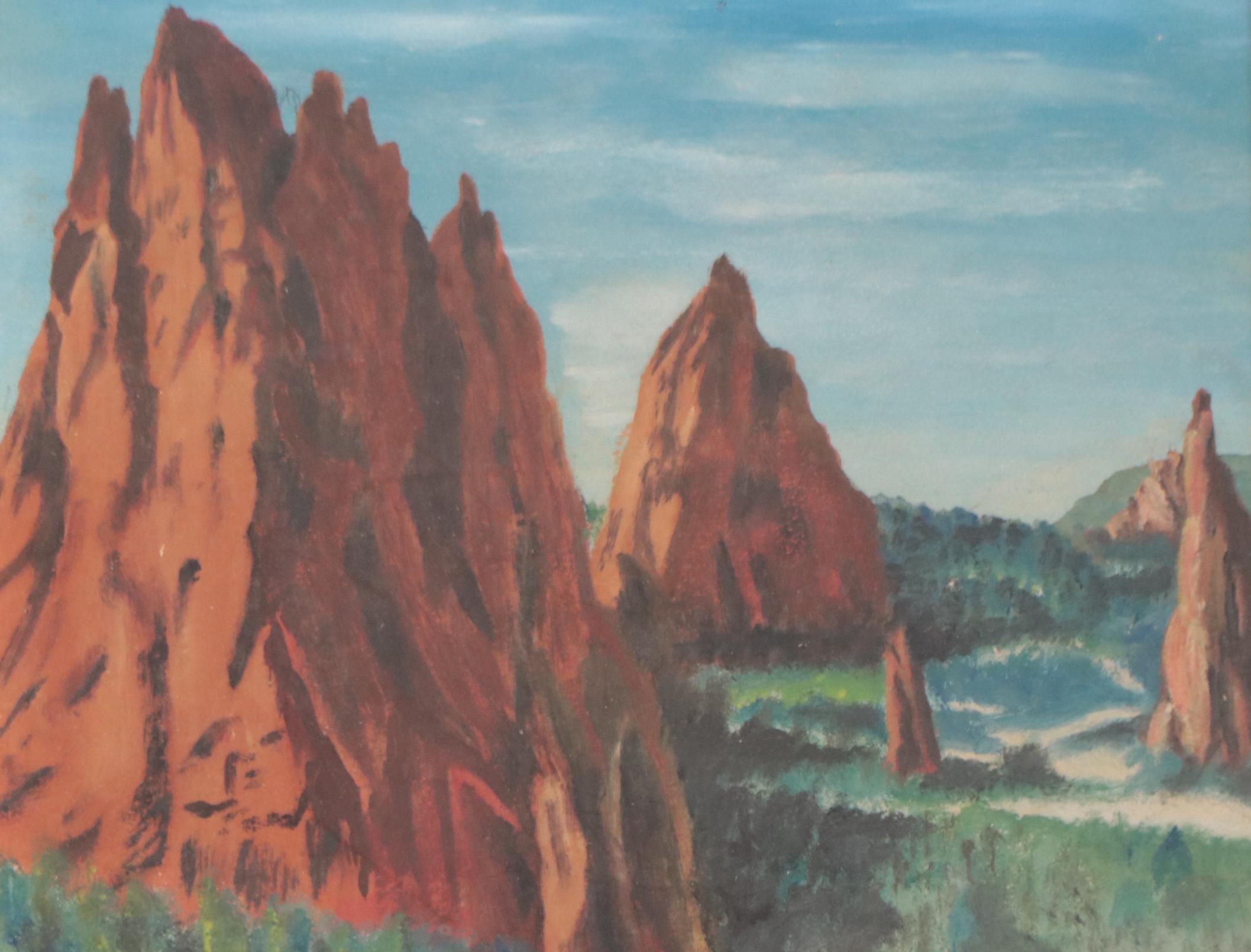 Watercolor Painting of Alpine Landscape