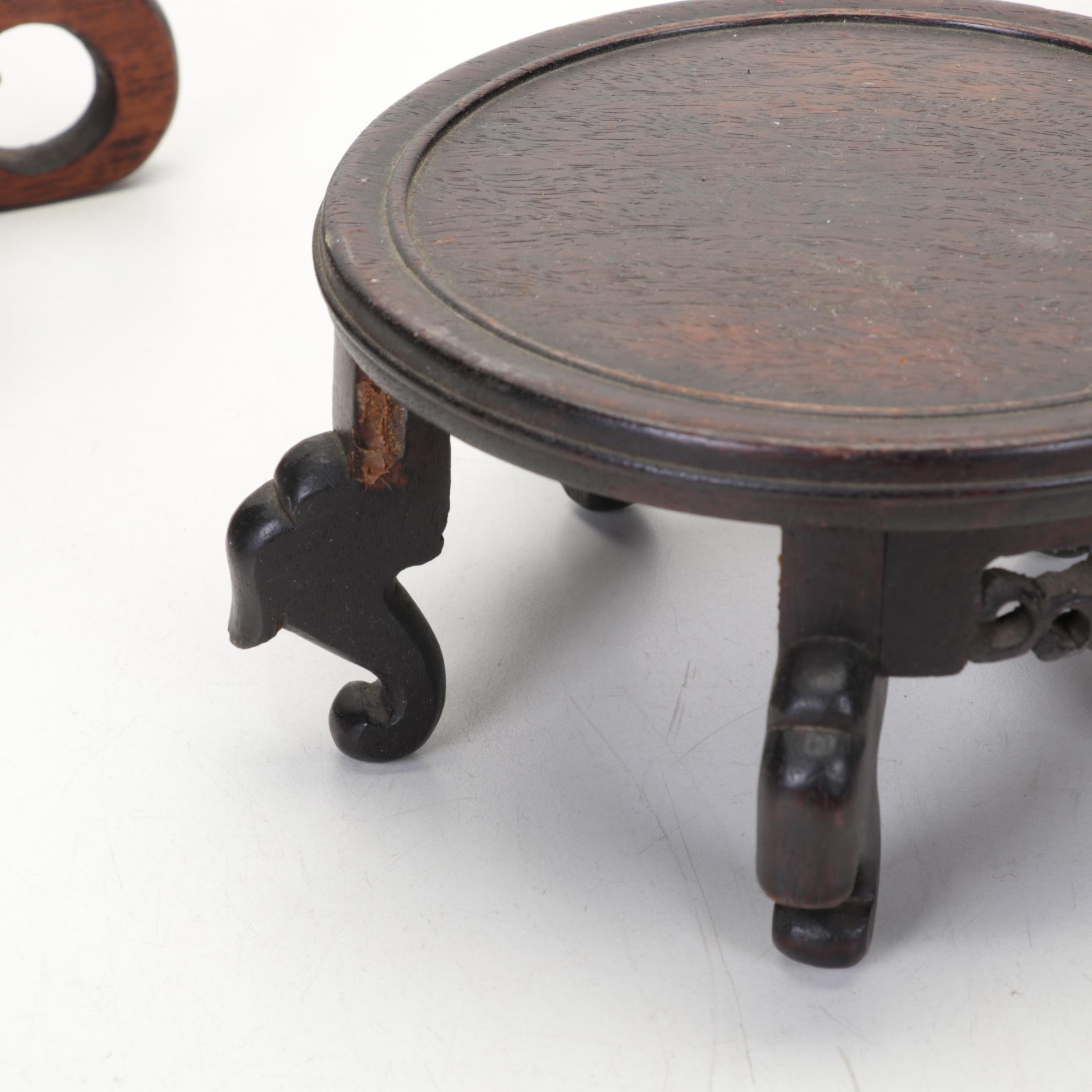 Chinese Style Carved Wood and Metal Bases and Stands