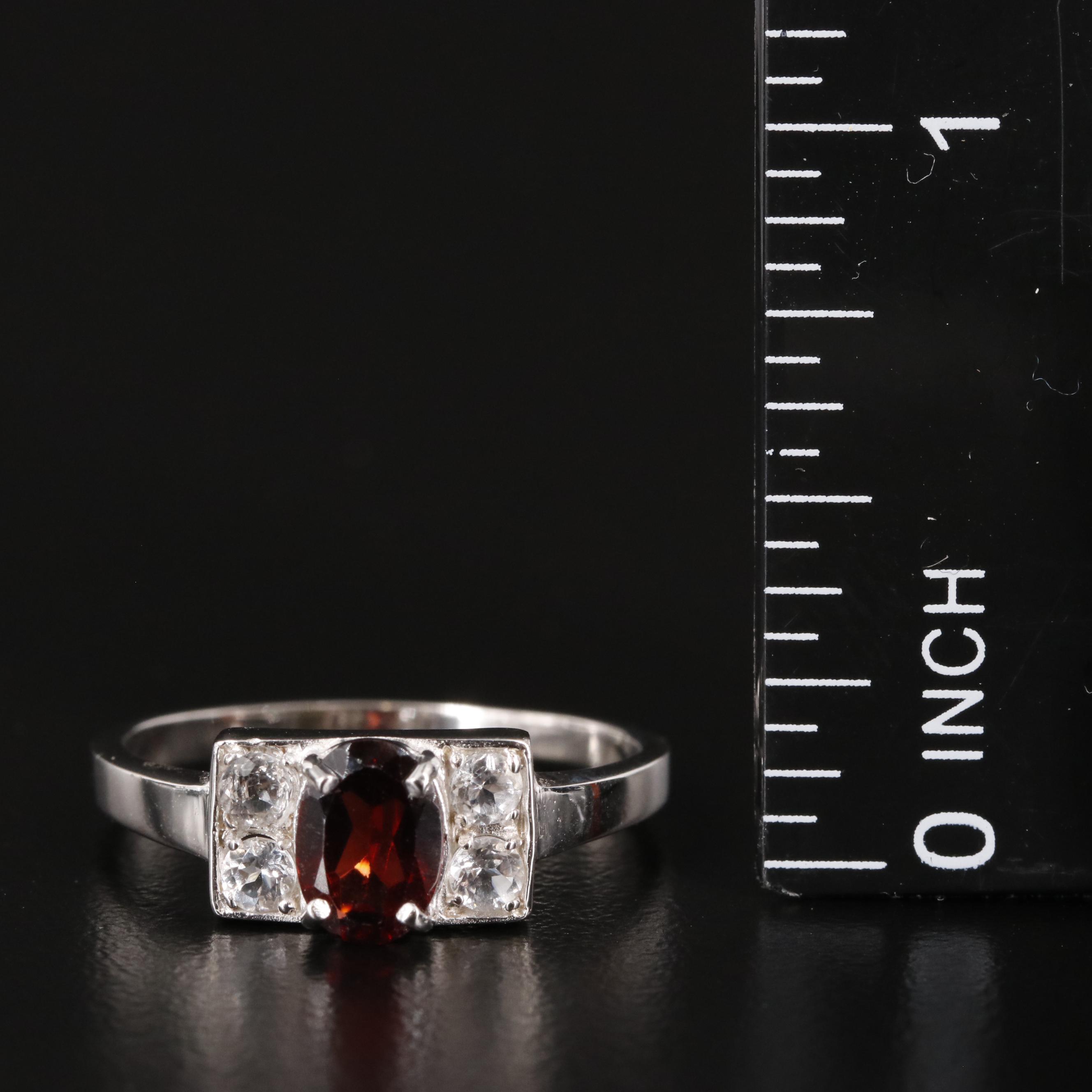 Sterling Garnet and White Topaz Ring