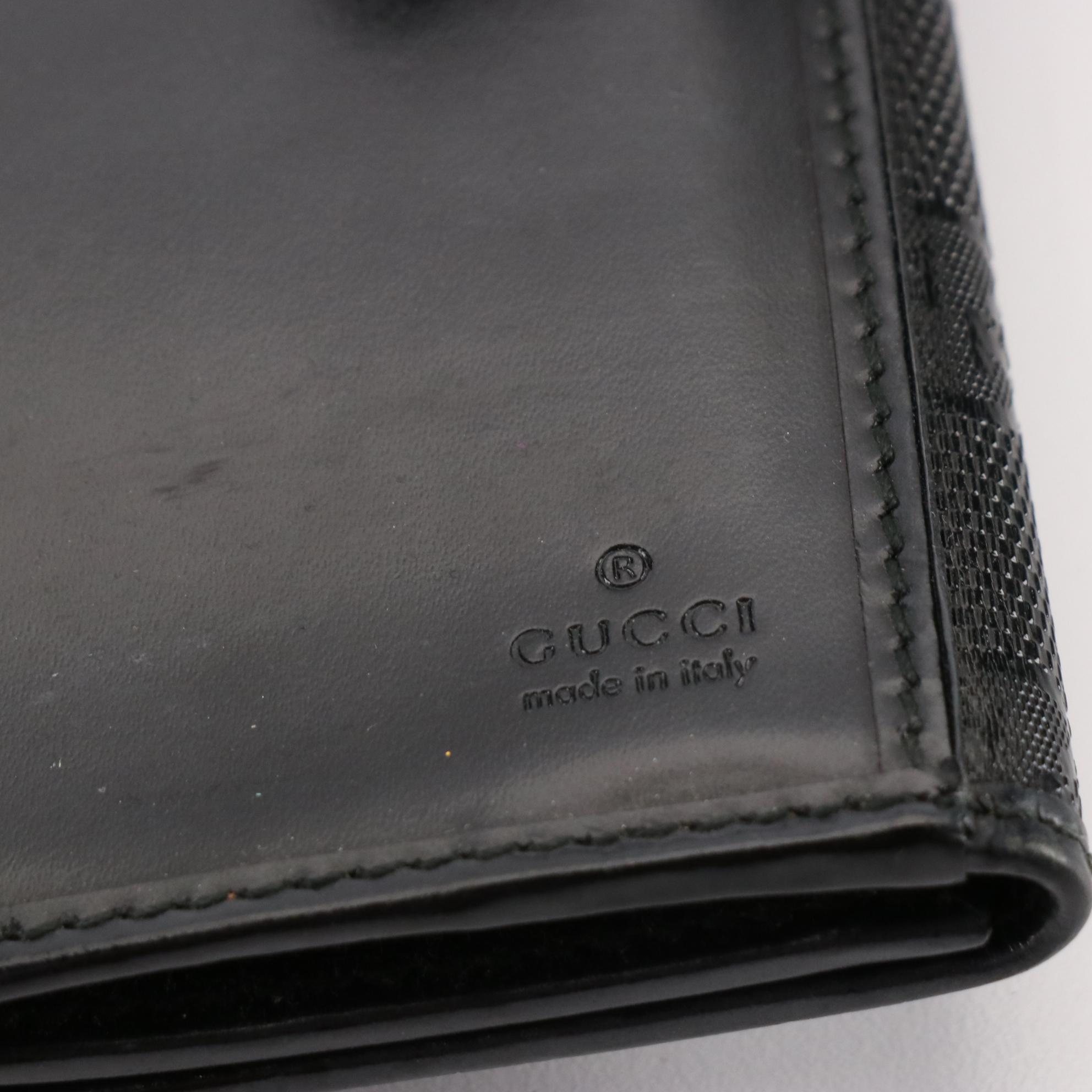 Gucci GG Charm Continental Wallet in Black GG Imprime Coated Canvas with Box