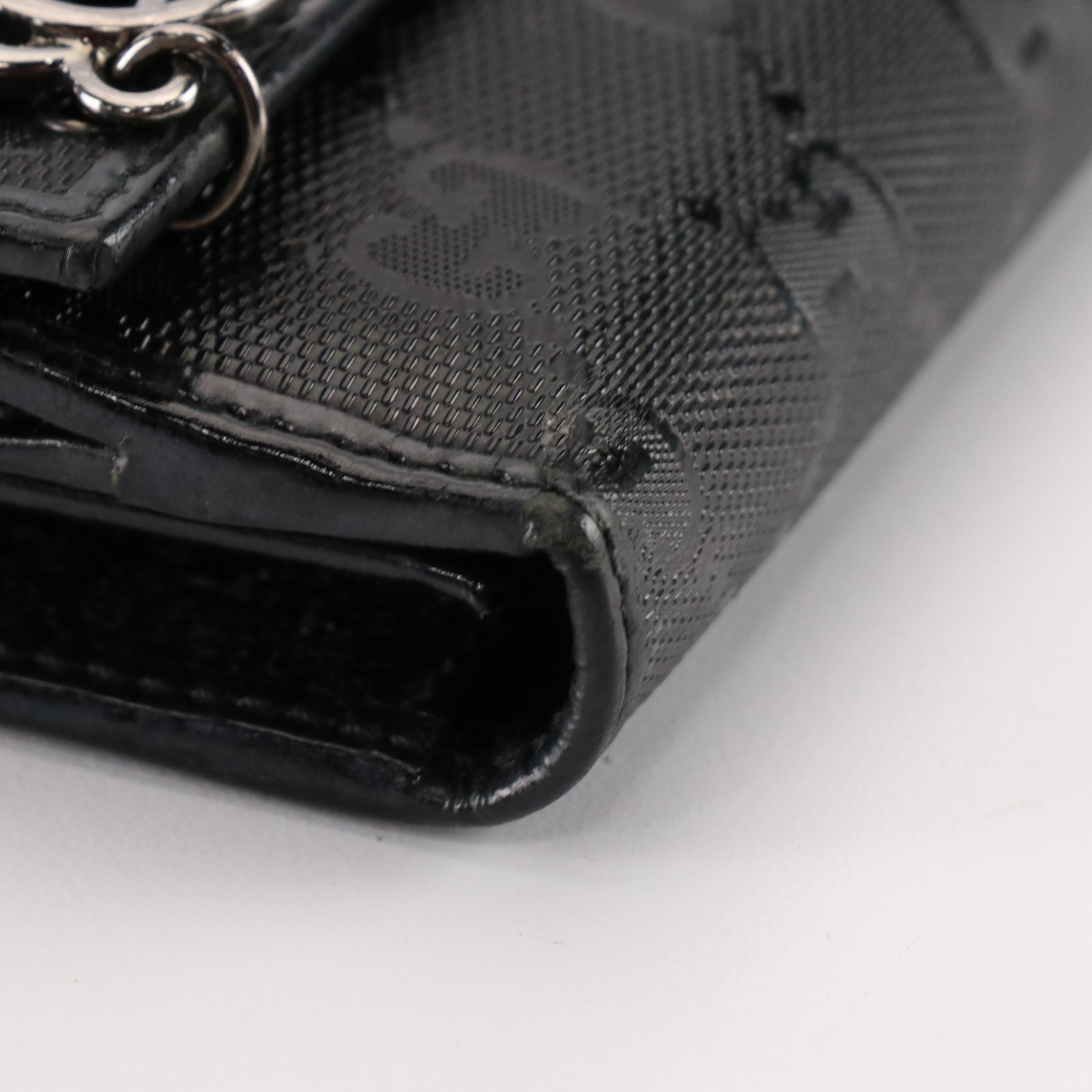 Gucci GG Charm Continental Wallet in Black GG Imprime Coated Canvas with Box