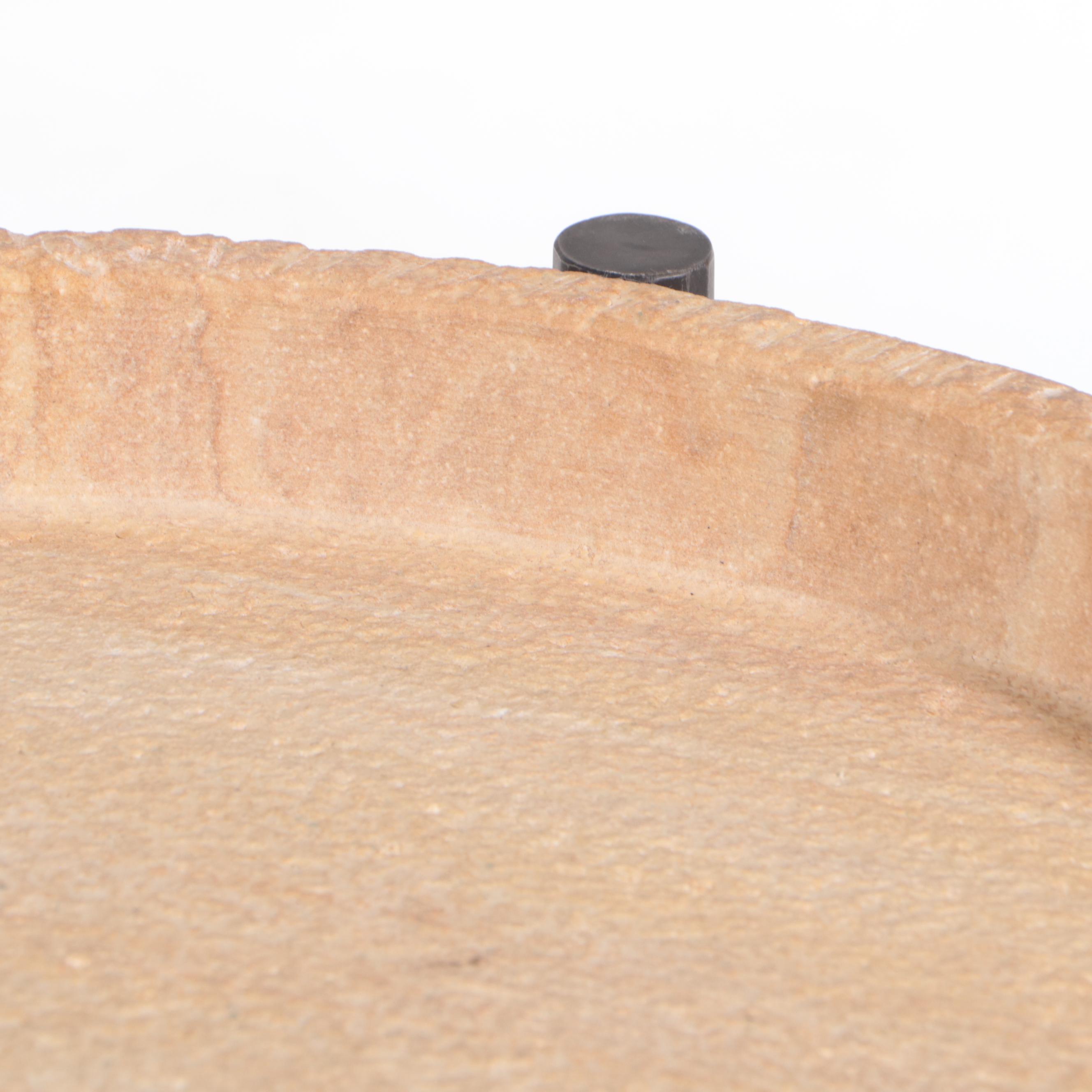 Contemporary Composite Stone and Metal Tray Top End Table