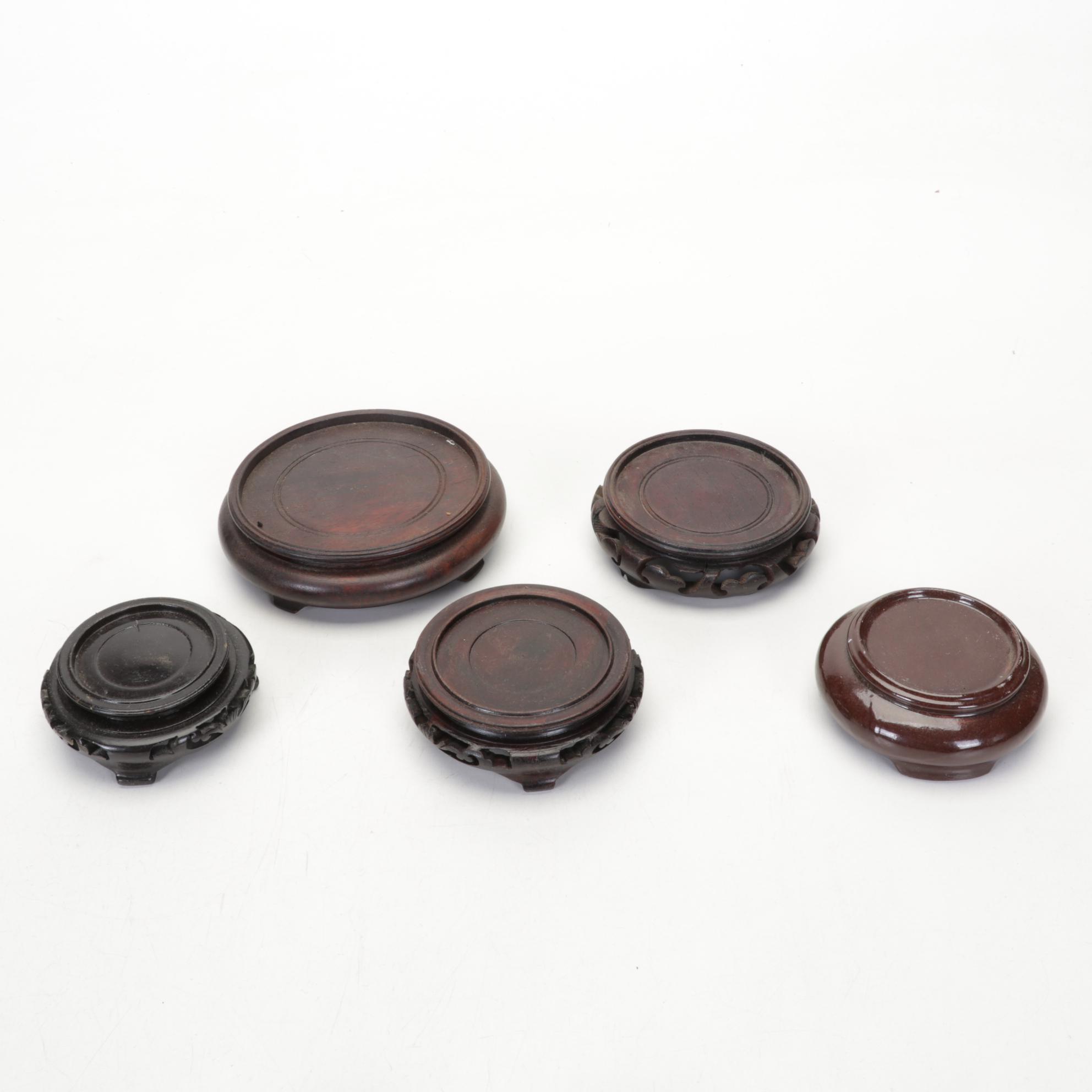 Chinese Style Carved Wood and Metal Bases and Stands