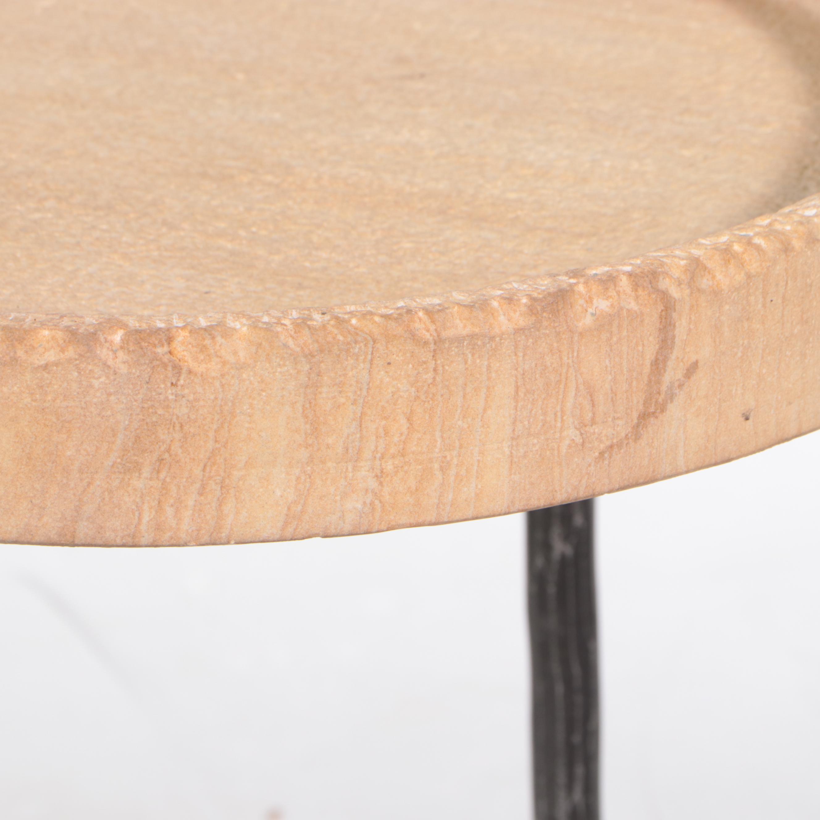 Contemporary Composite Stone and Metal Tray Top End Table