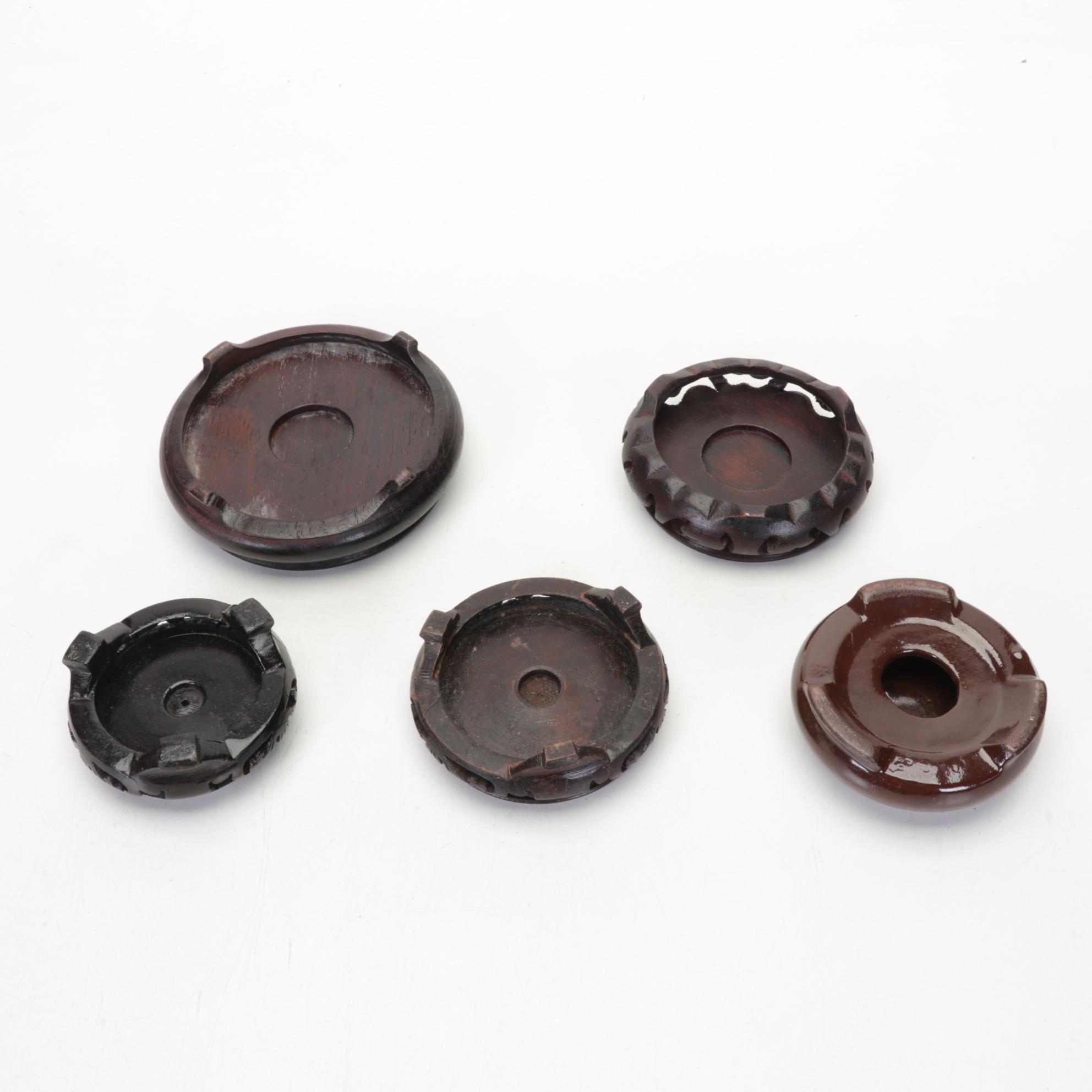 Chinese Style Carved Wood and Metal Bases and Stands