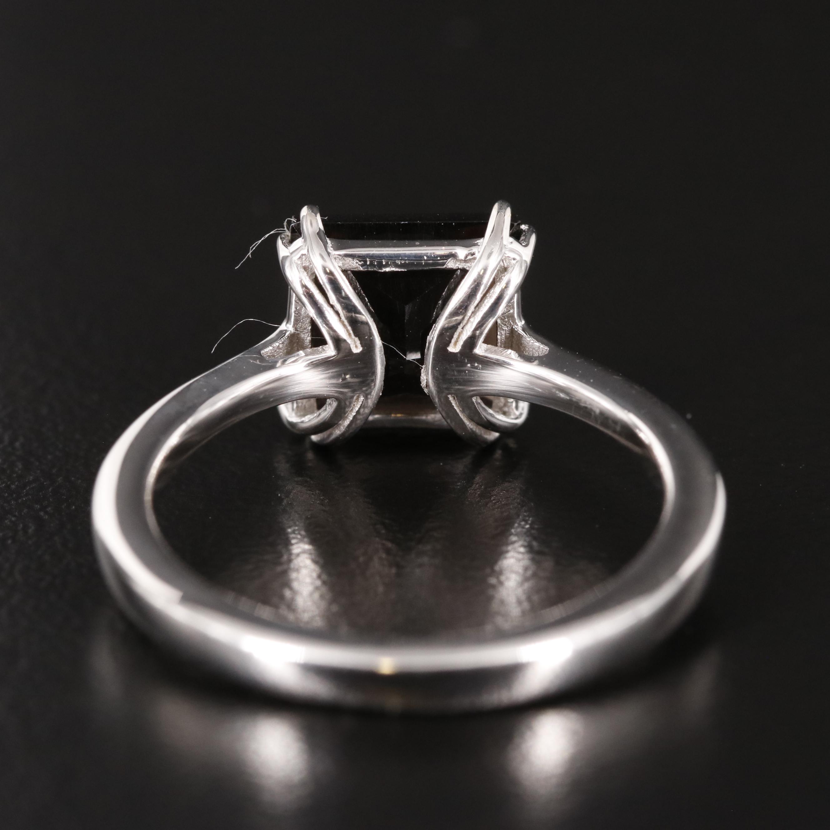 Sterling Smoky Quartz Solitaire Ring