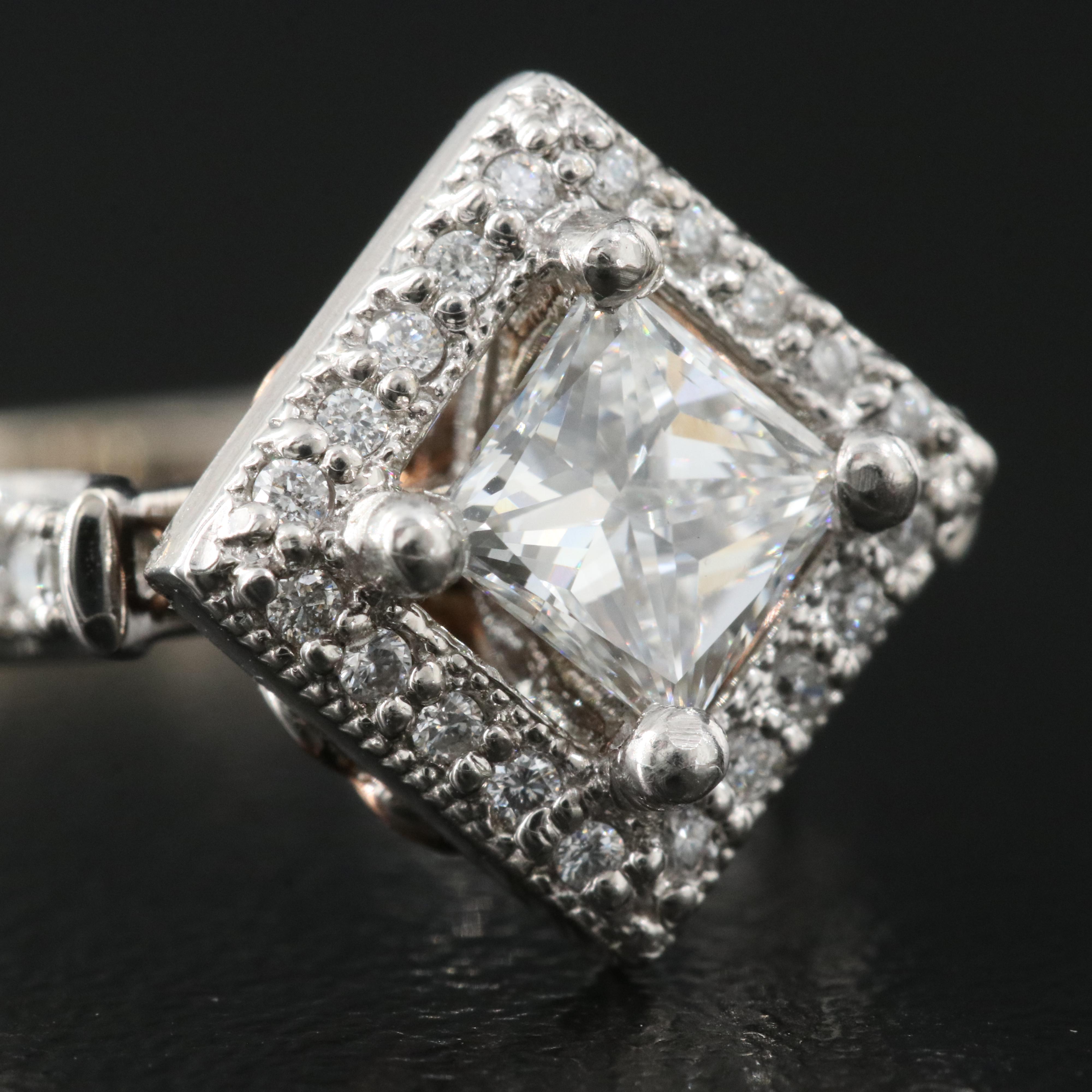 14K 1.04 CTW Diamond Ring with Rose Gold Accents