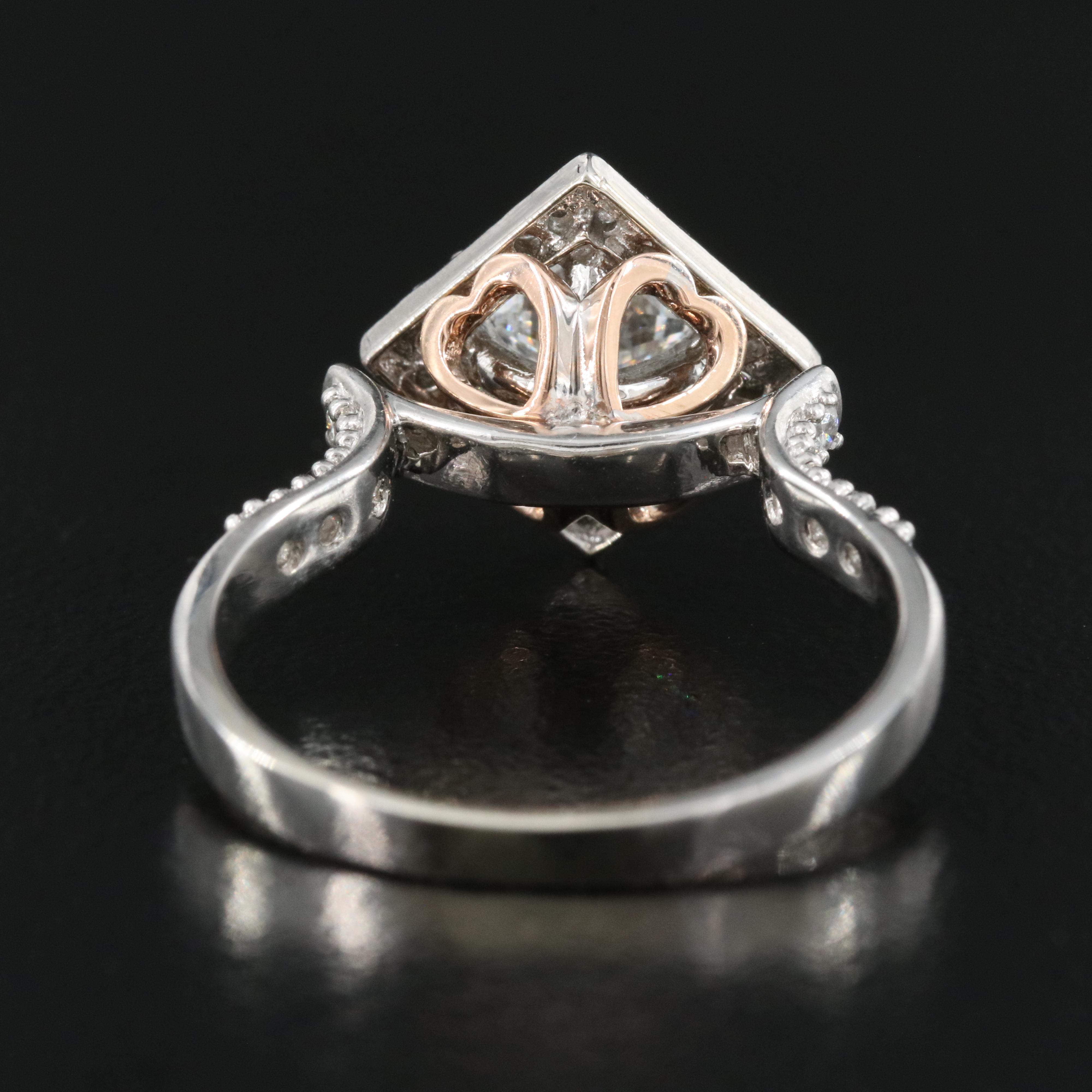 14K 1.04 CTW Diamond Ring with Rose Gold Accents
