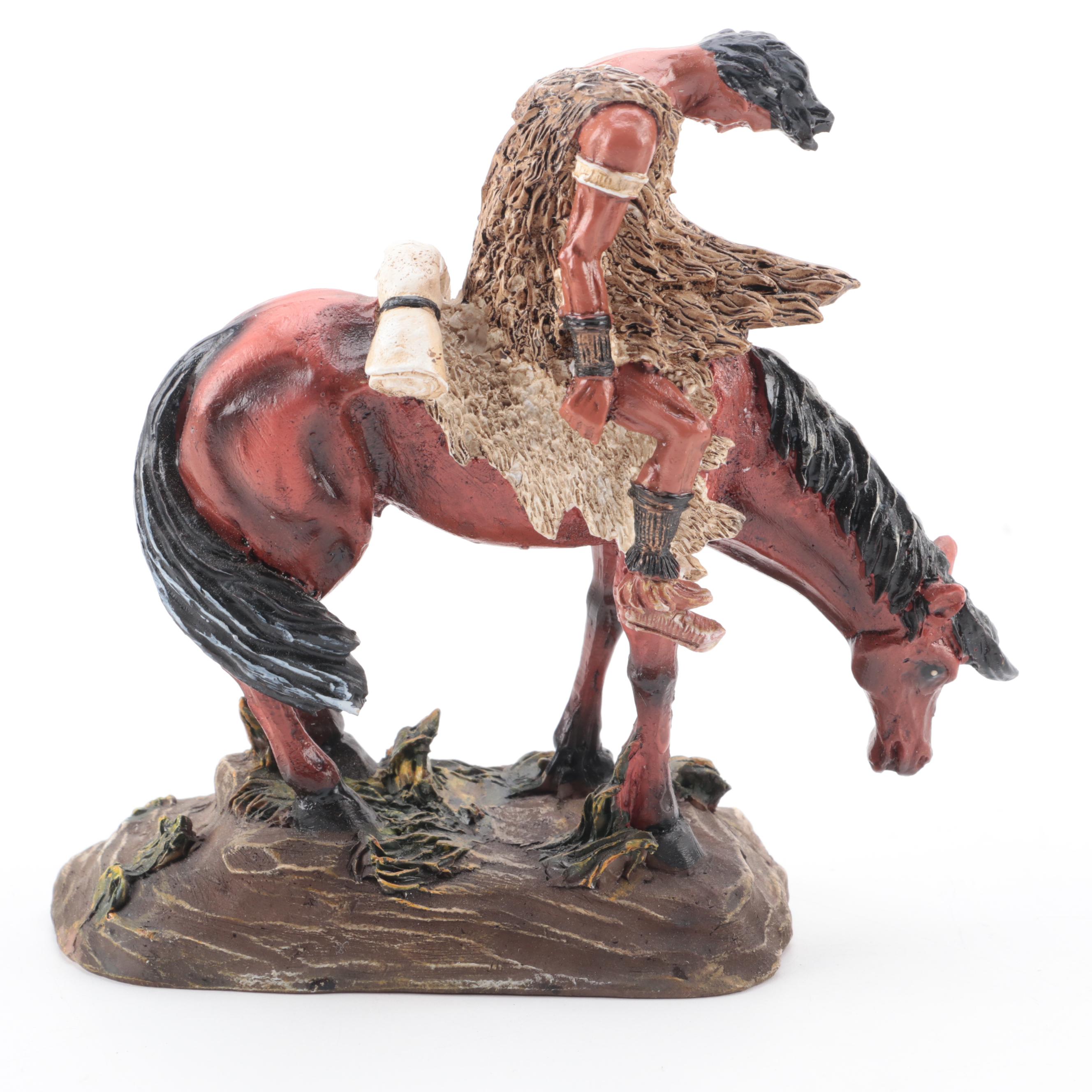 Native American Motif Fixed Blade Knife with Stand