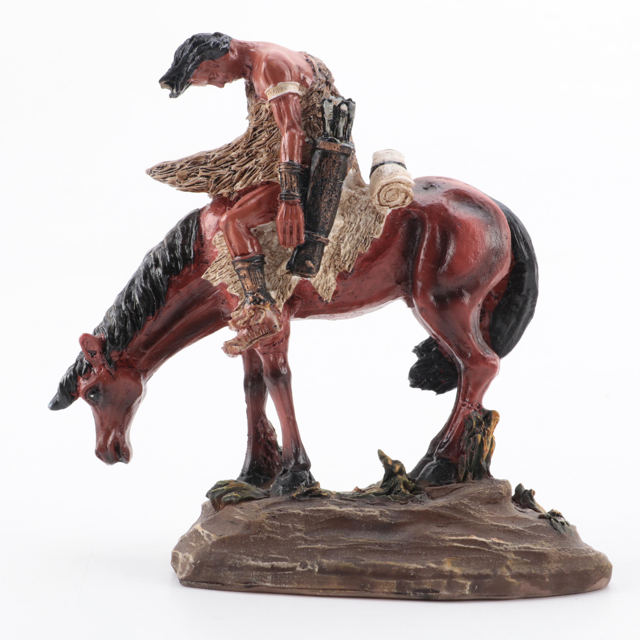 Native American Motif Fixed Blade Knife with Stand