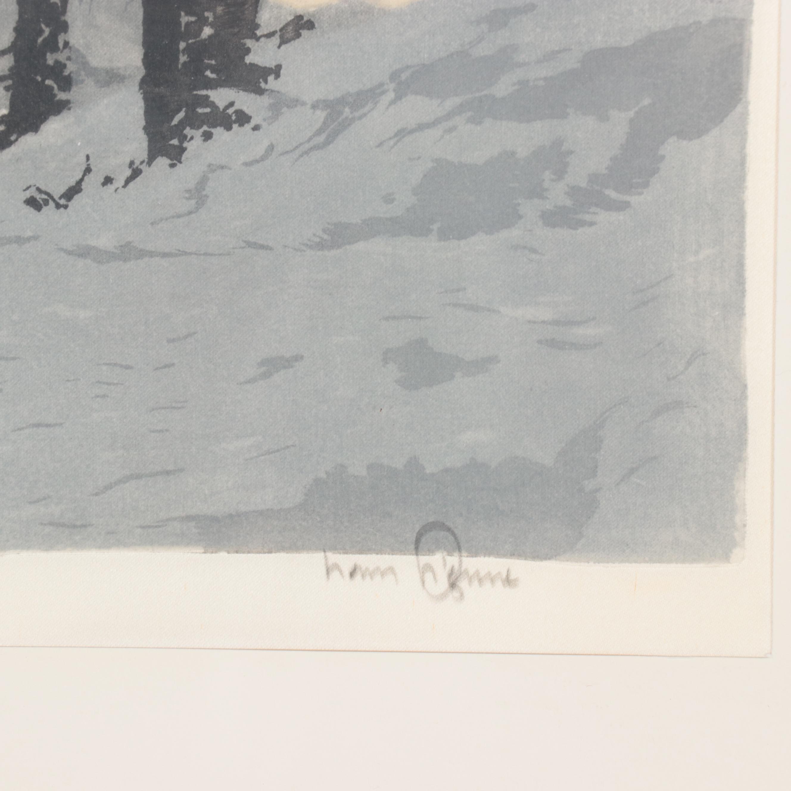 Hans Figura Landscape Etchings on Fabric