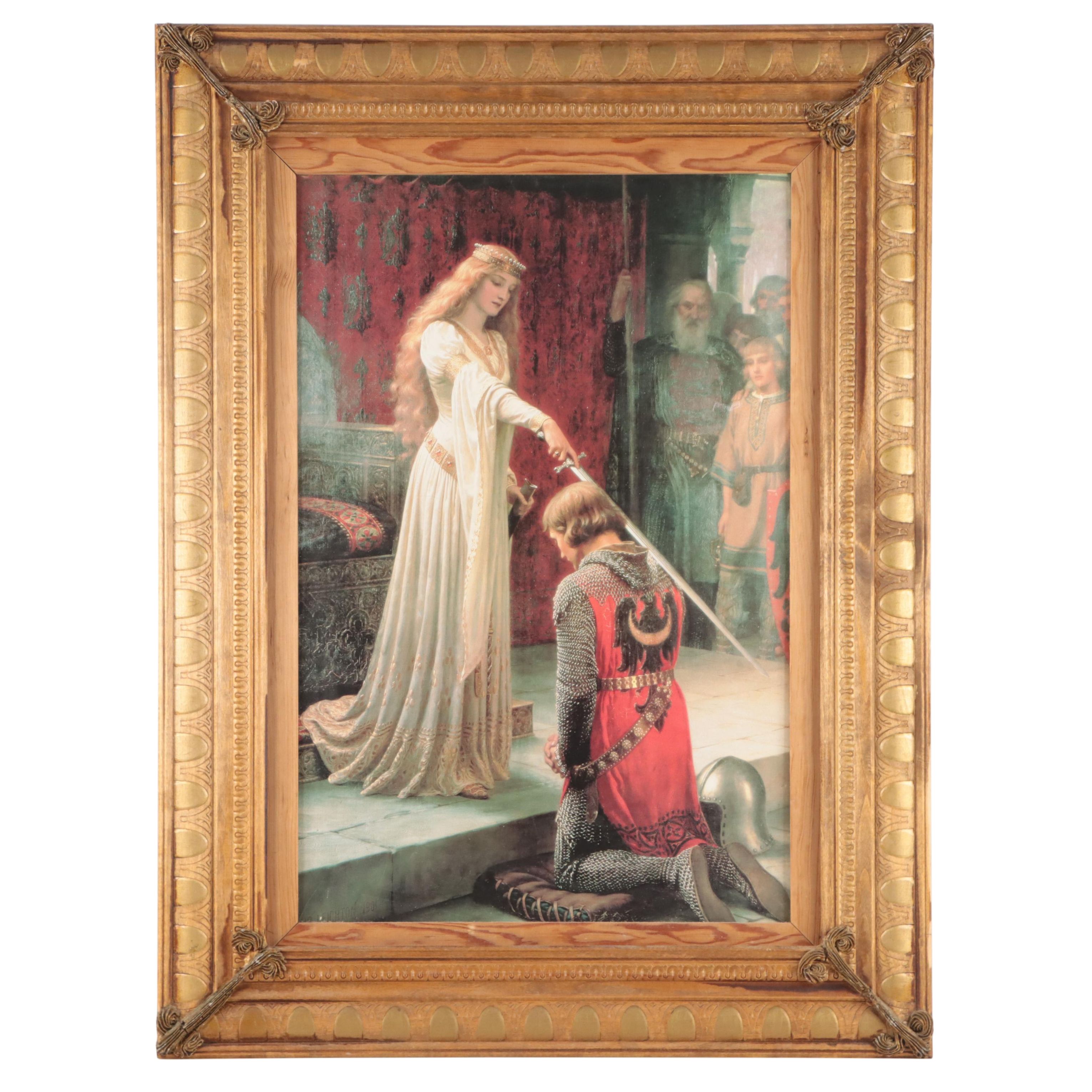 Offset Lithograph After Edmund Blair Leighton "The Accolade"