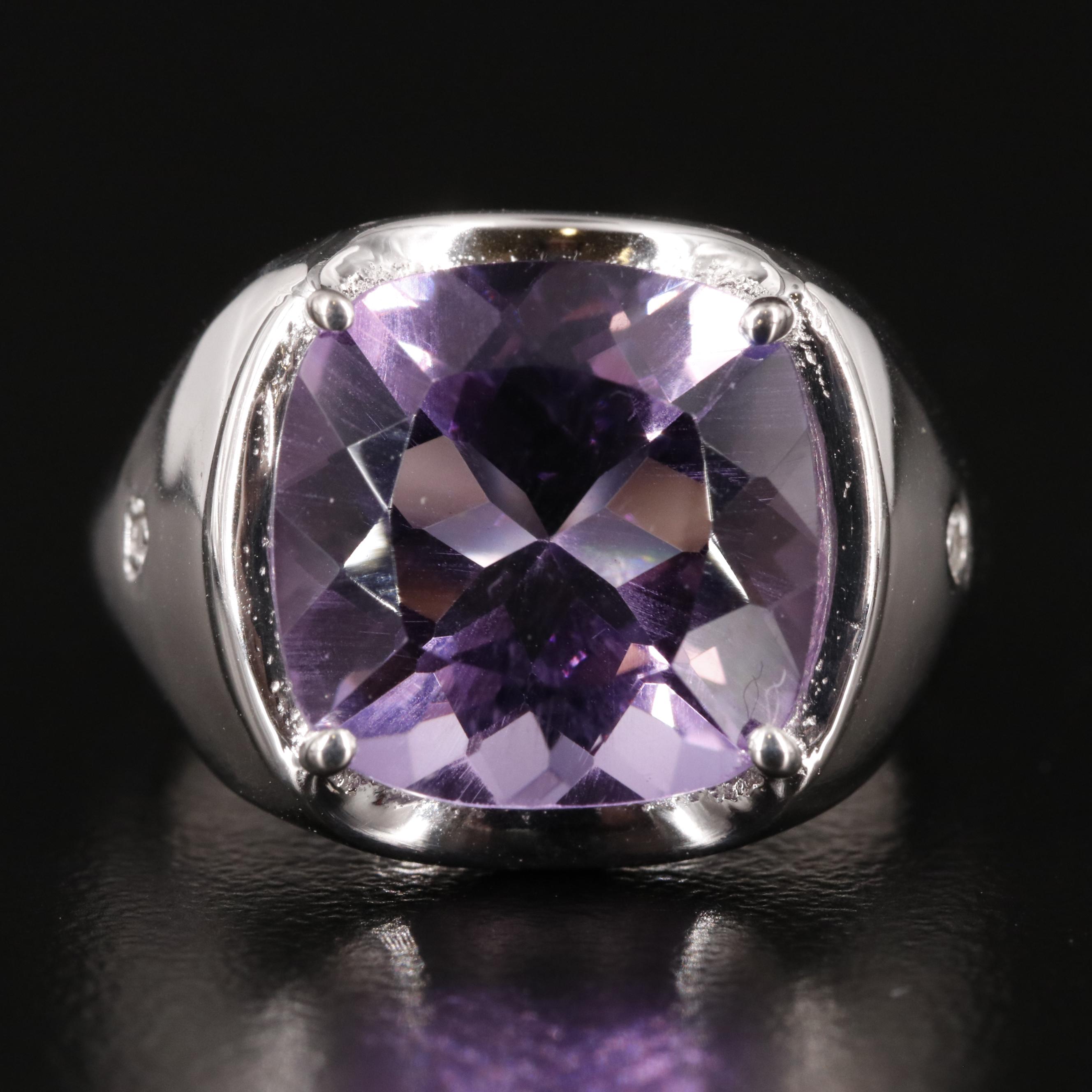 Sterling Amethyst and Diamond Ring