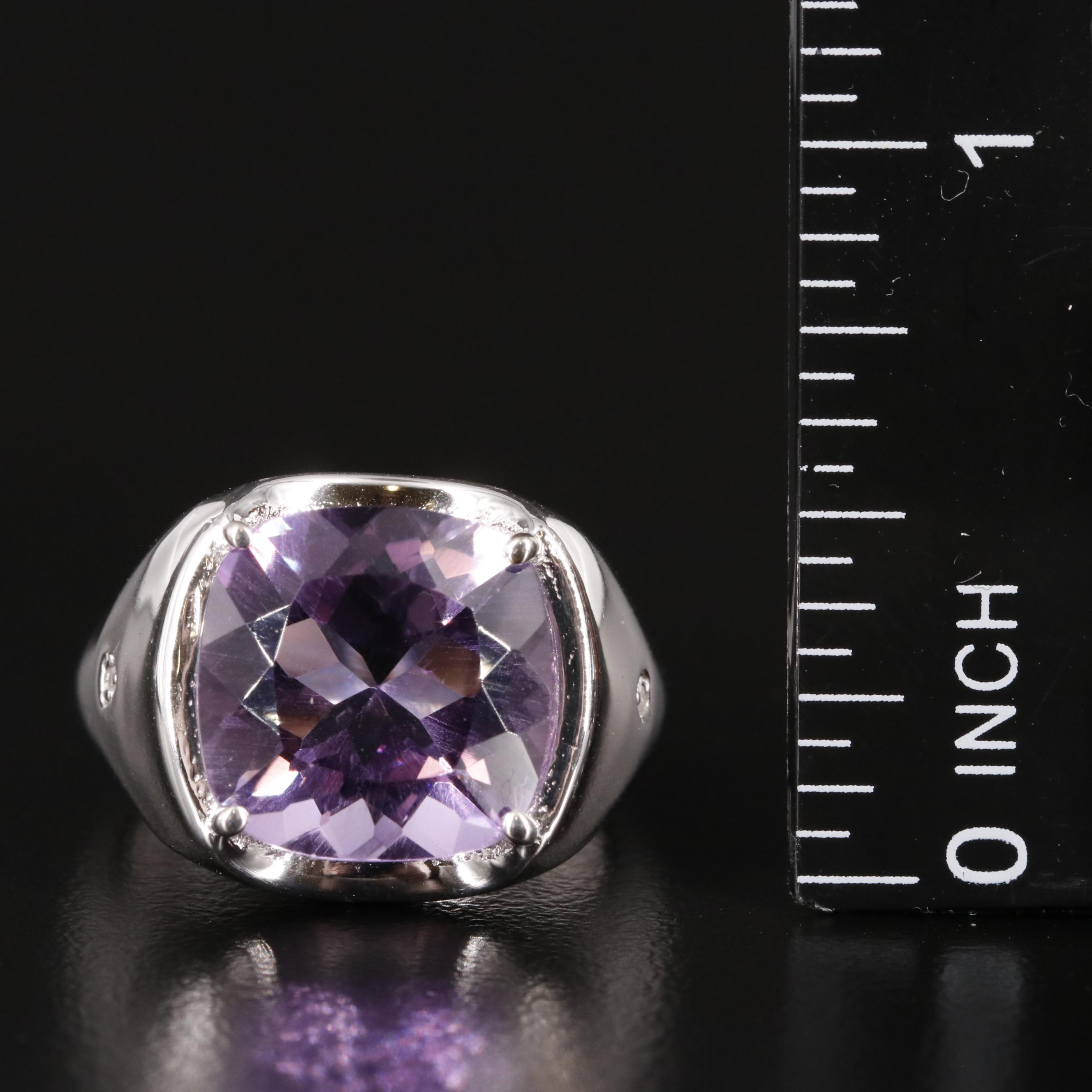 Sterling Amethyst and Diamond Ring
