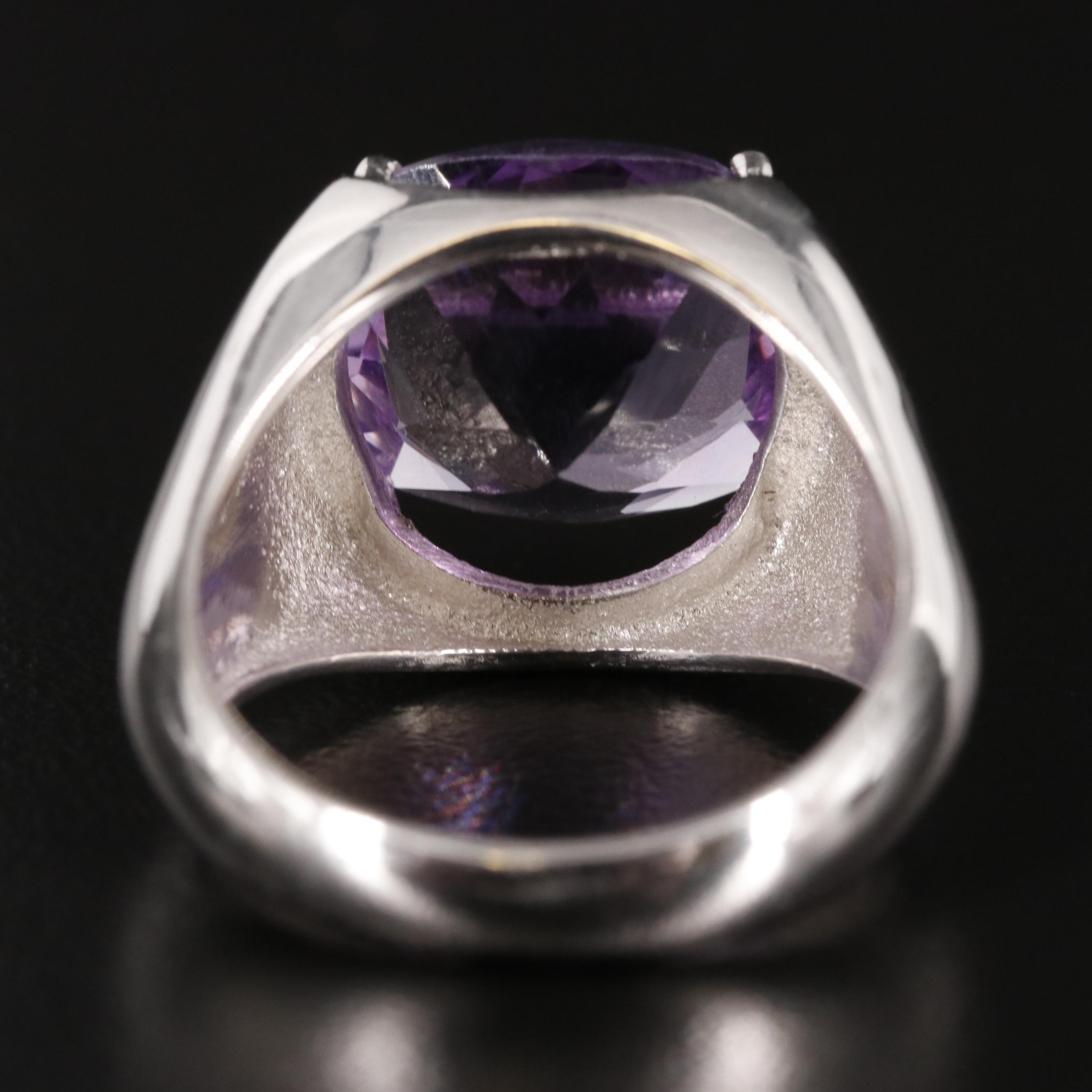 Sterling Amethyst and Diamond Ring