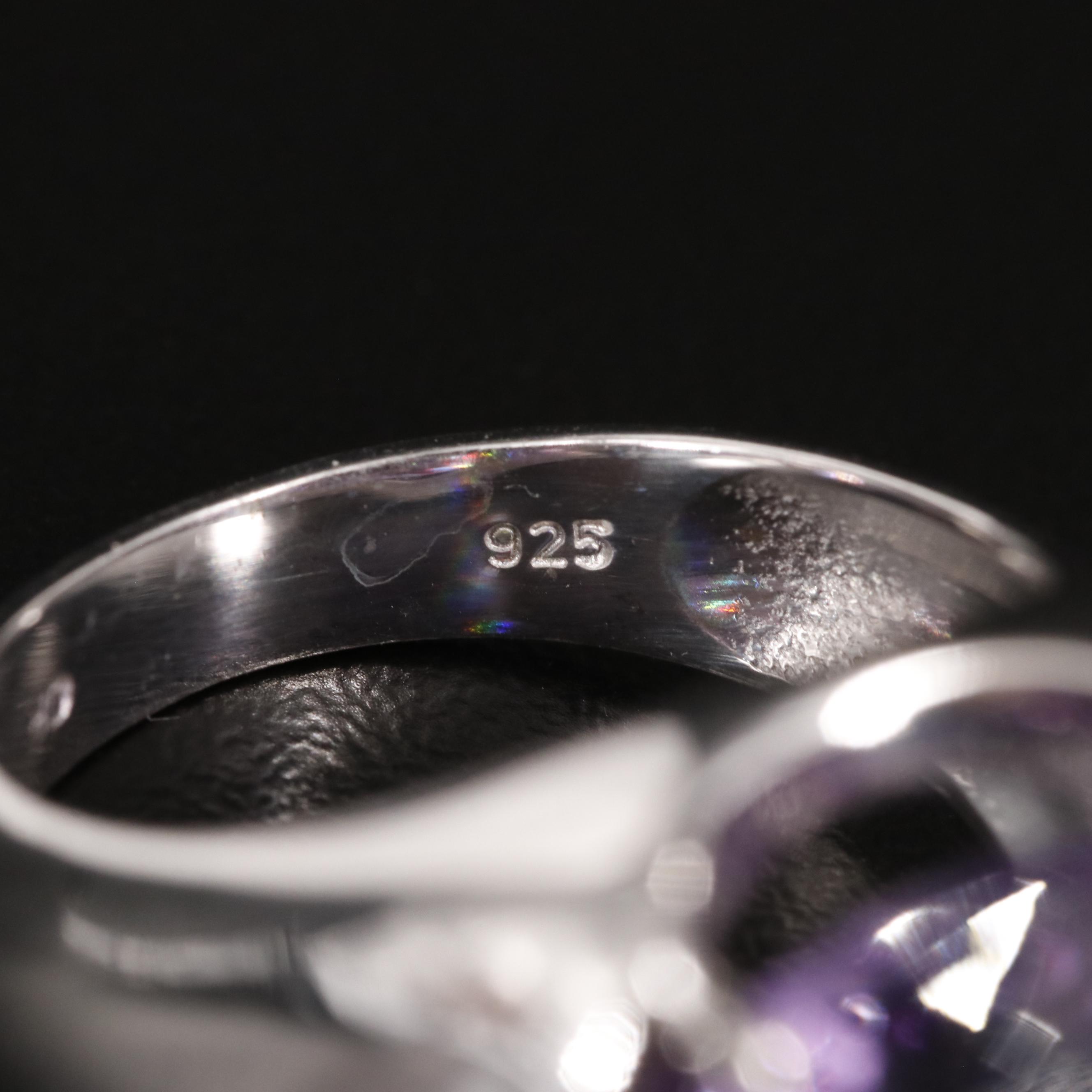 Sterling Amethyst and Diamond Ring