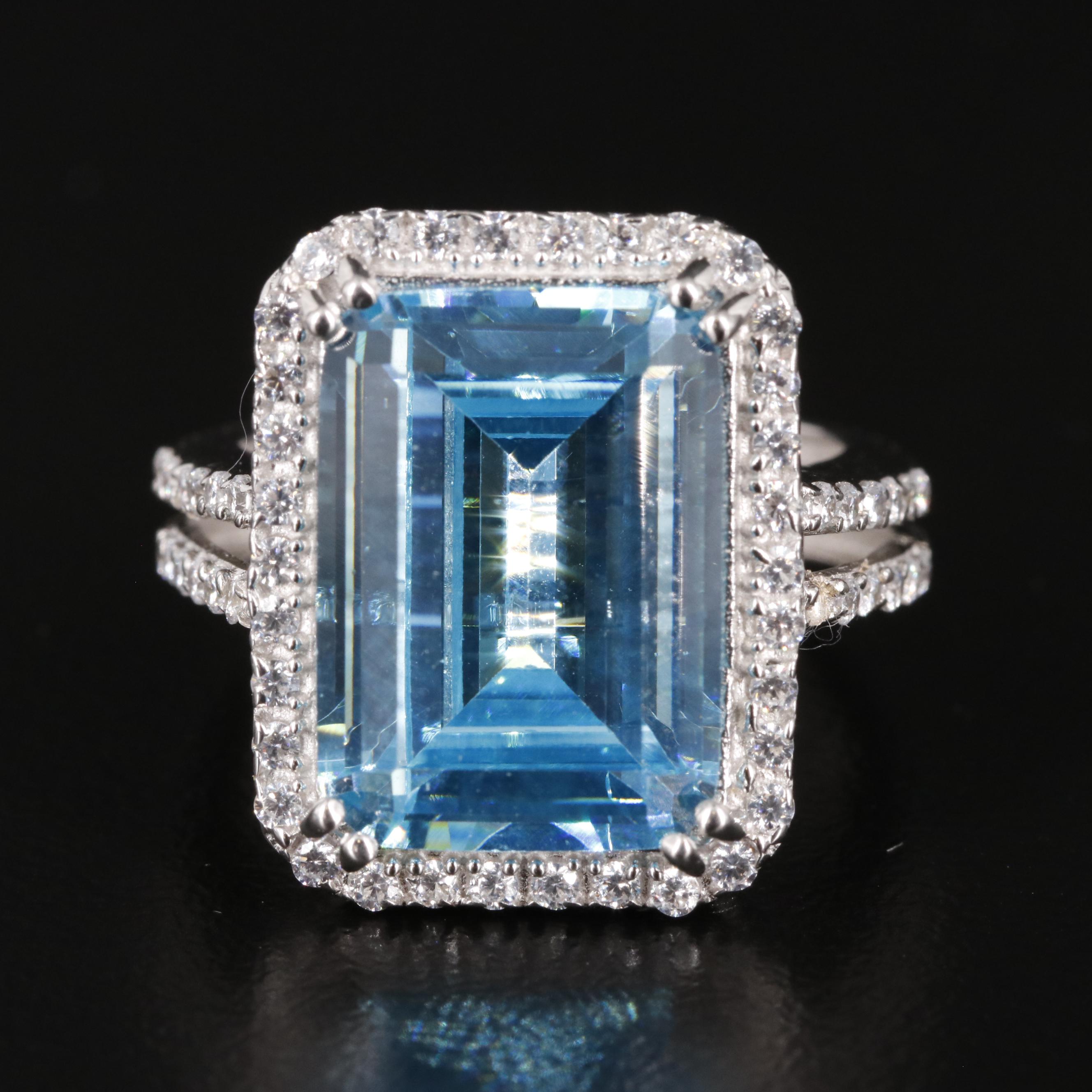 Sterling Cubic Zironia Halo Ring