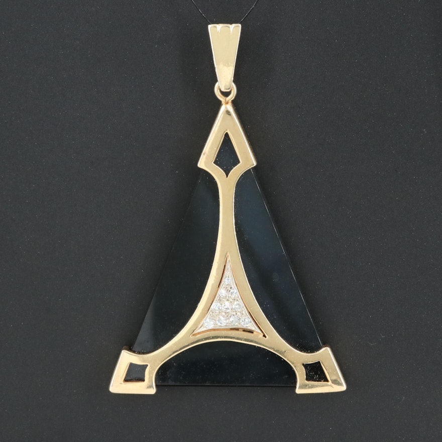 14K 0.25 CTW Diamond and Black Onyx Pendant