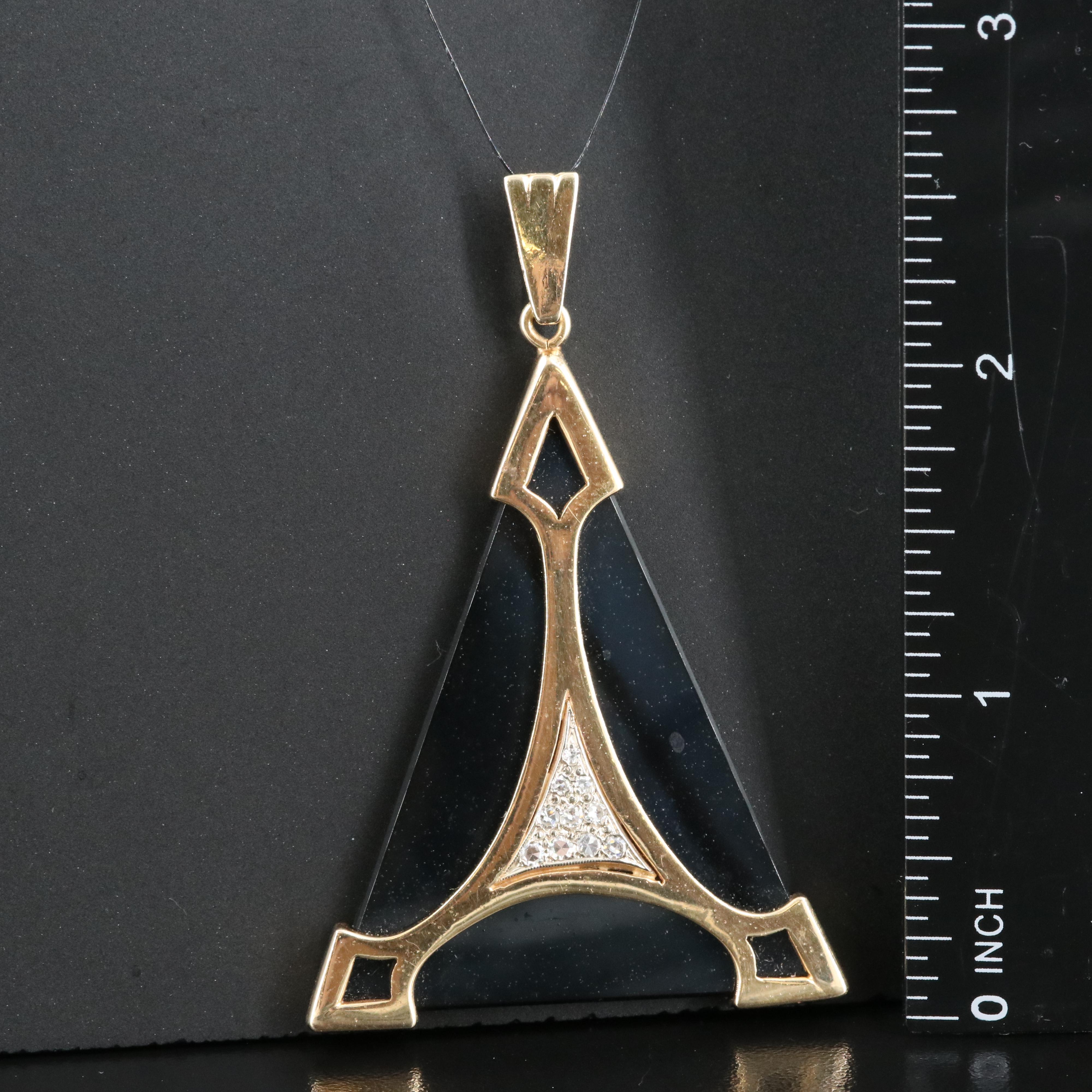 14K 0.25 CTW Diamond and Black Onyx Pendant