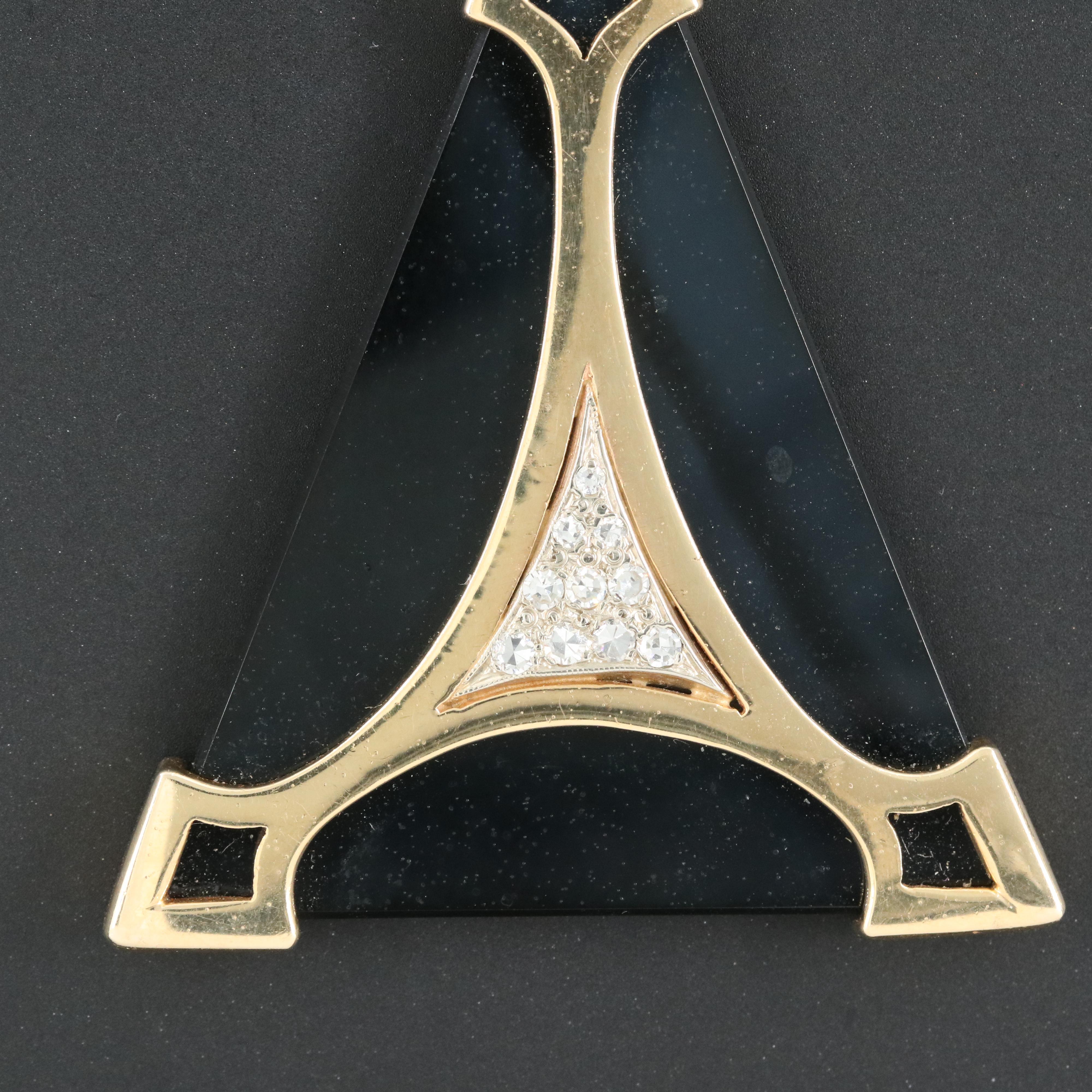14K 0.25 CTW Diamond and Black Onyx Pendant