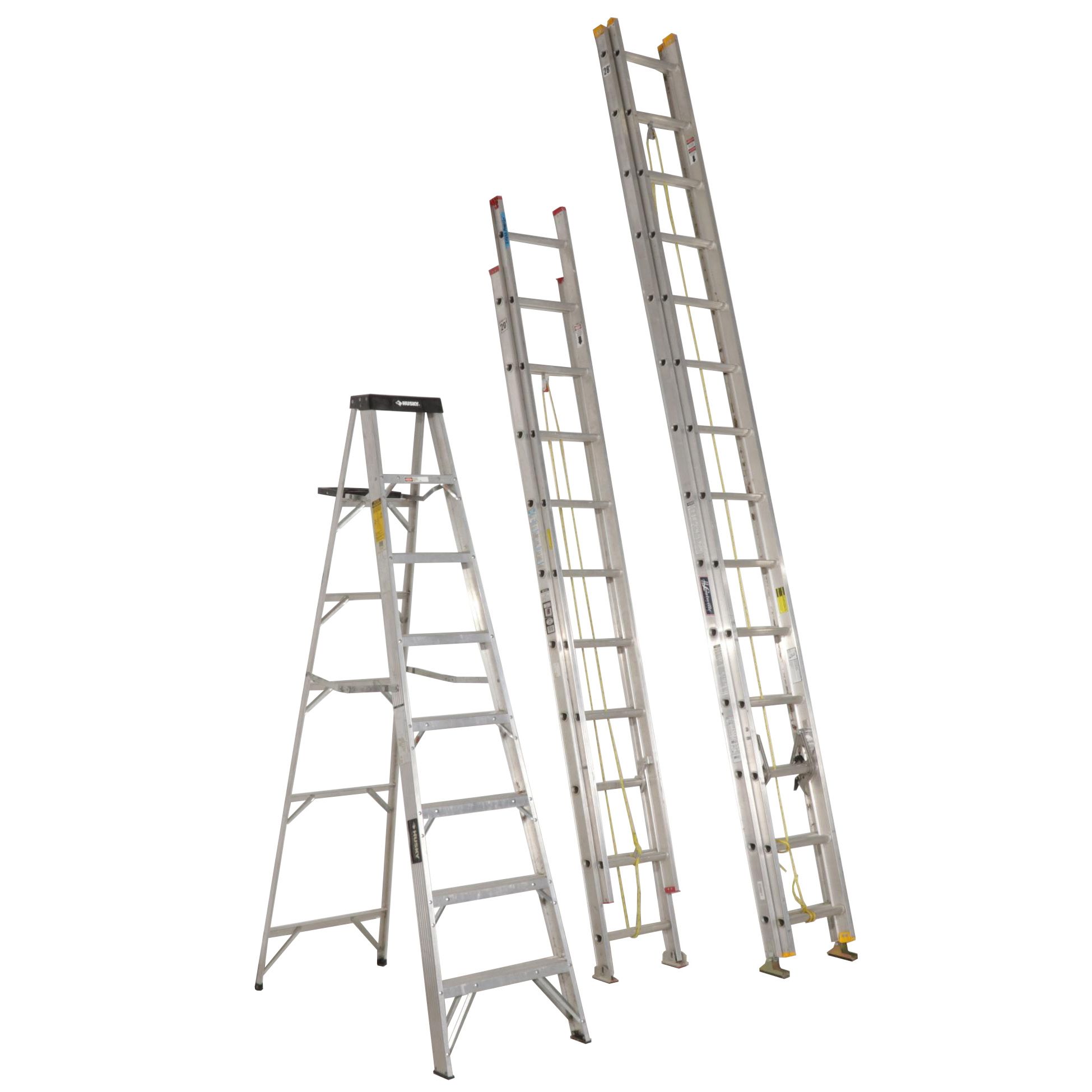 Husky Aluminum Stepladder With Davidson and Louisville Extension Ladders